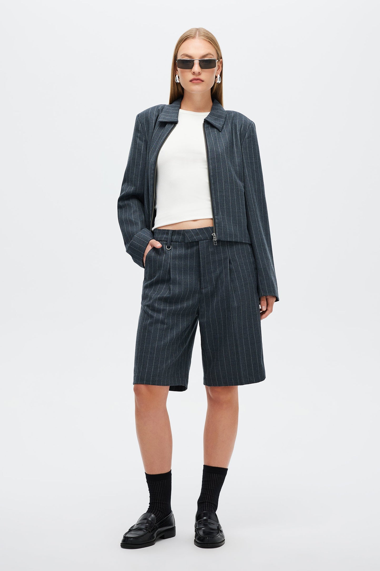 Pinstripe Jort - Charcoal