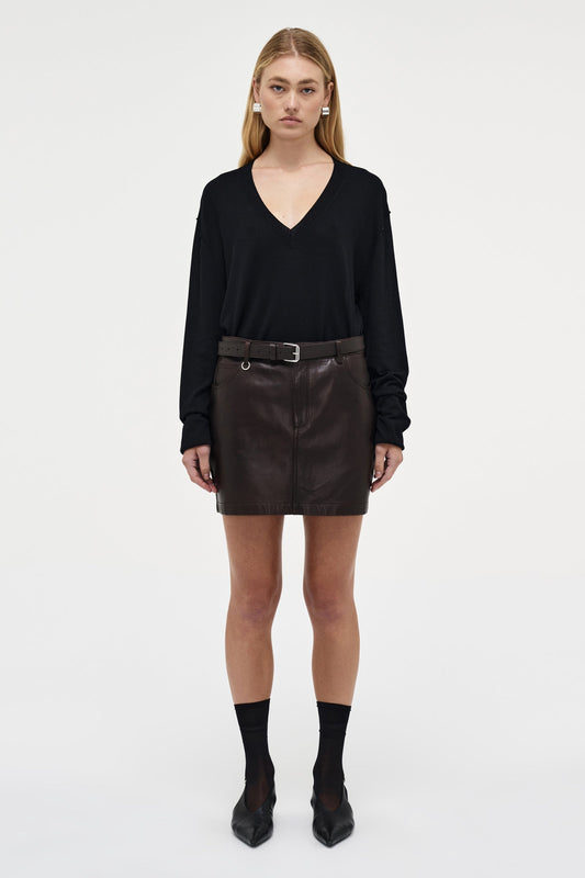 Daria Skirt Leather - Espresso