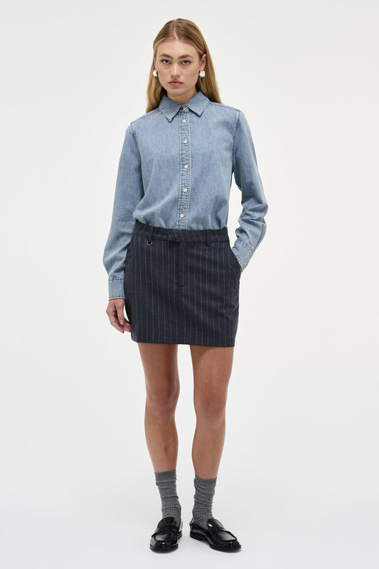 Daria Skirt Pinstripe - Charcoal