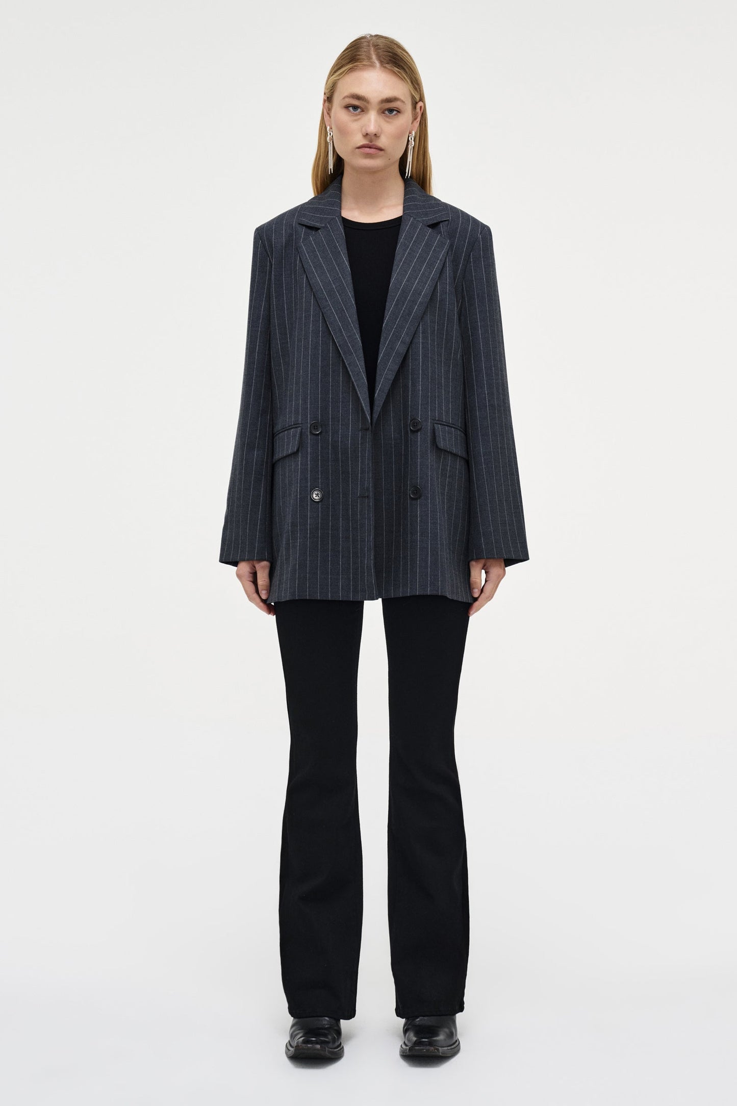 Tribeca Blazer Pinstripe - Charcoal