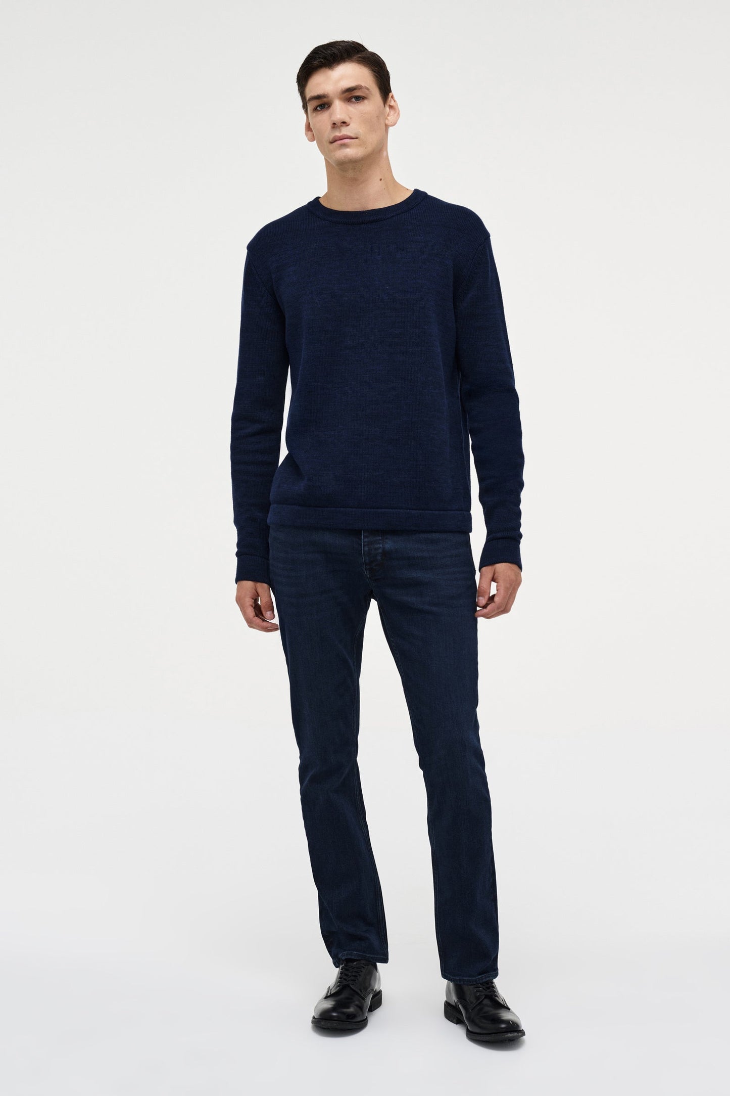 Melange Crew Knit - Navy