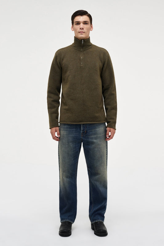 Brushed 3/4 Zip Knit - Military