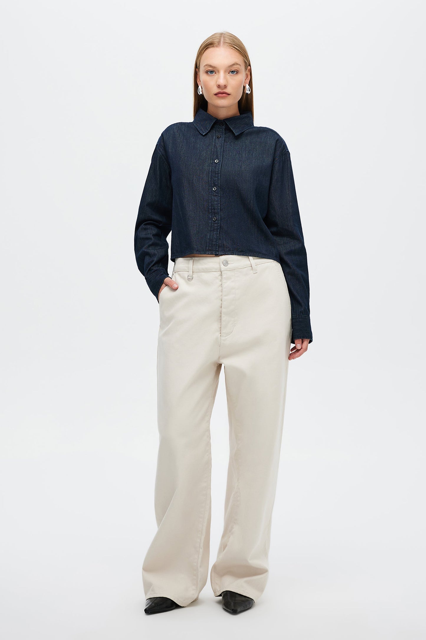 Carolyn Crop Shirt - Rinse