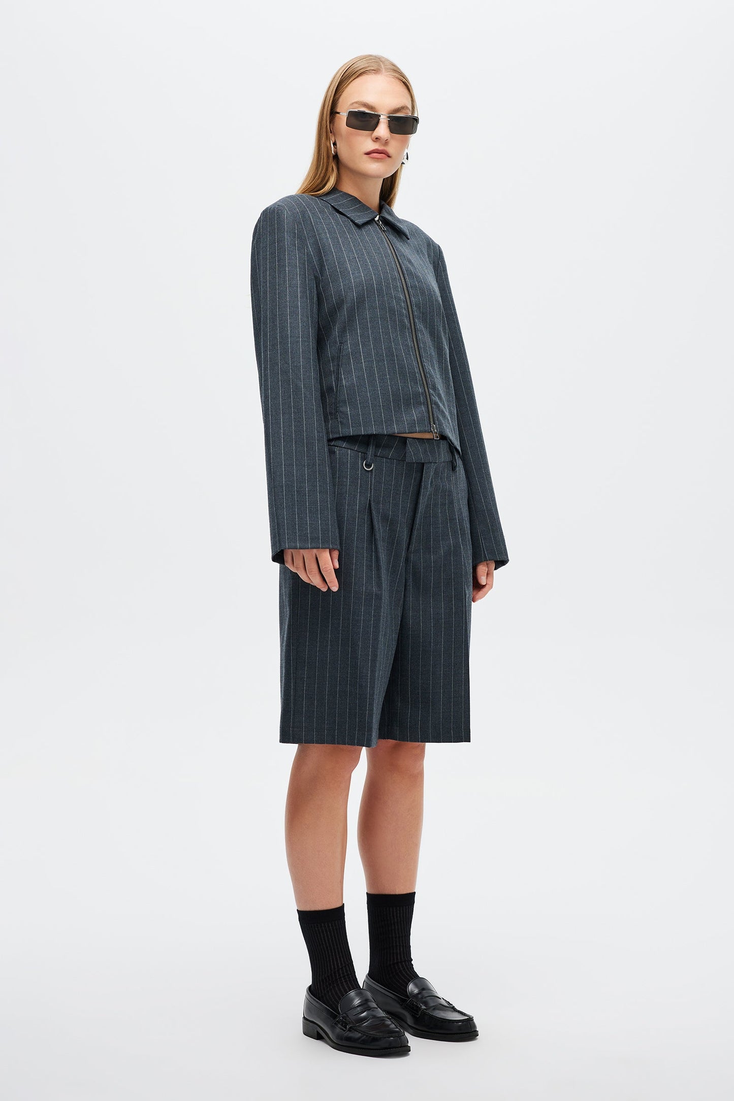 Pinstripe Jort - Charcoal
