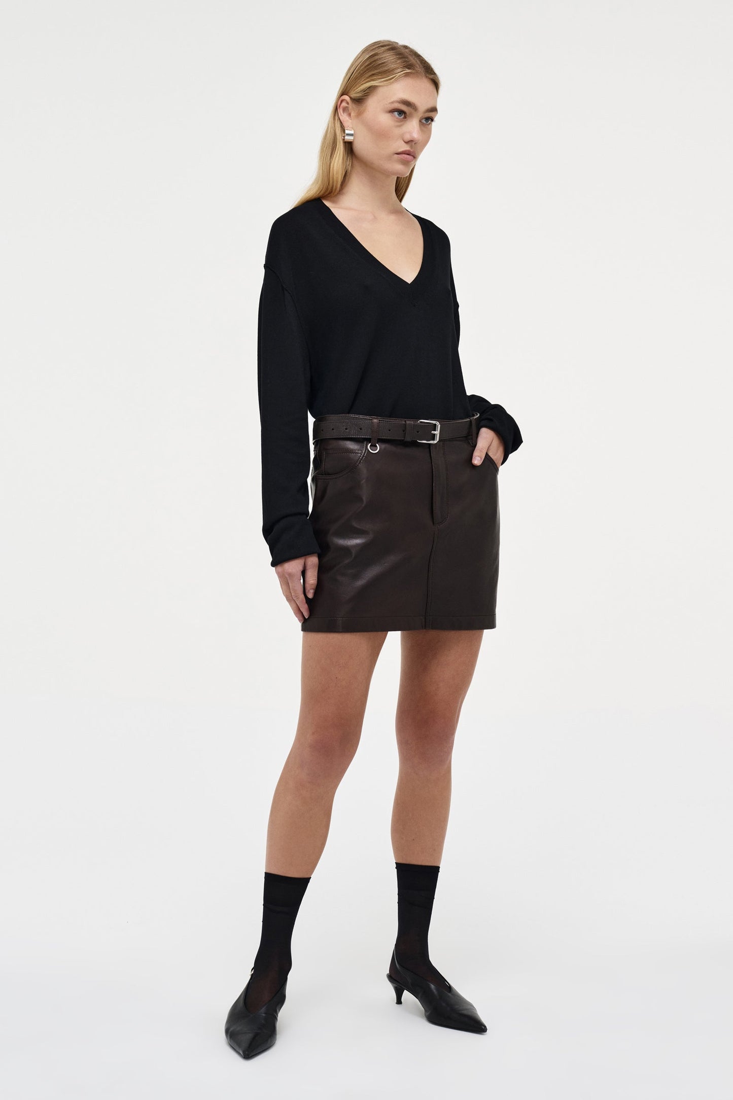 Daria Skirt Leather - Espresso
