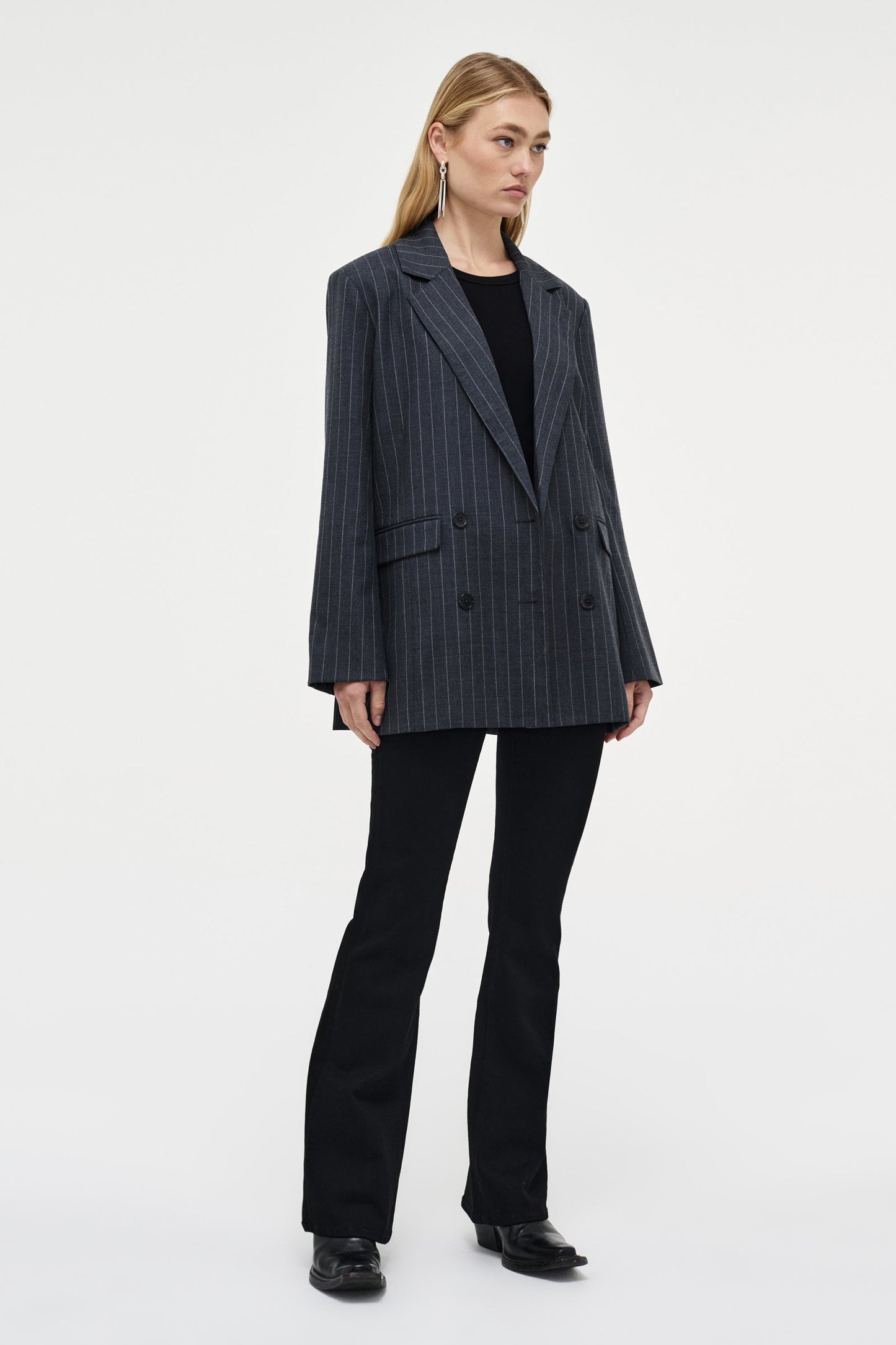 Tribeca Blazer Pinstripe - Charcoal