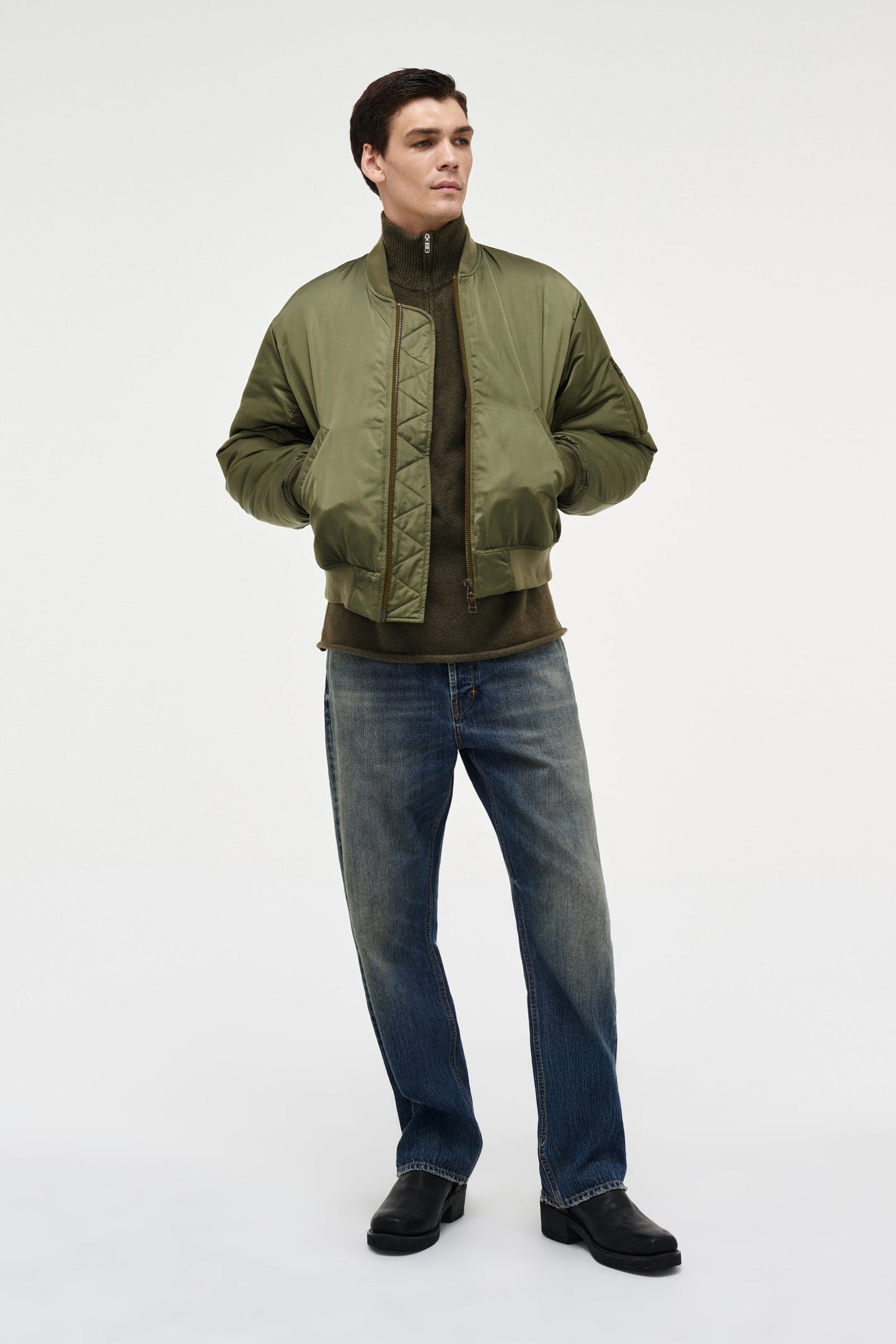 Brushed 3/4 Zip Knit - Military