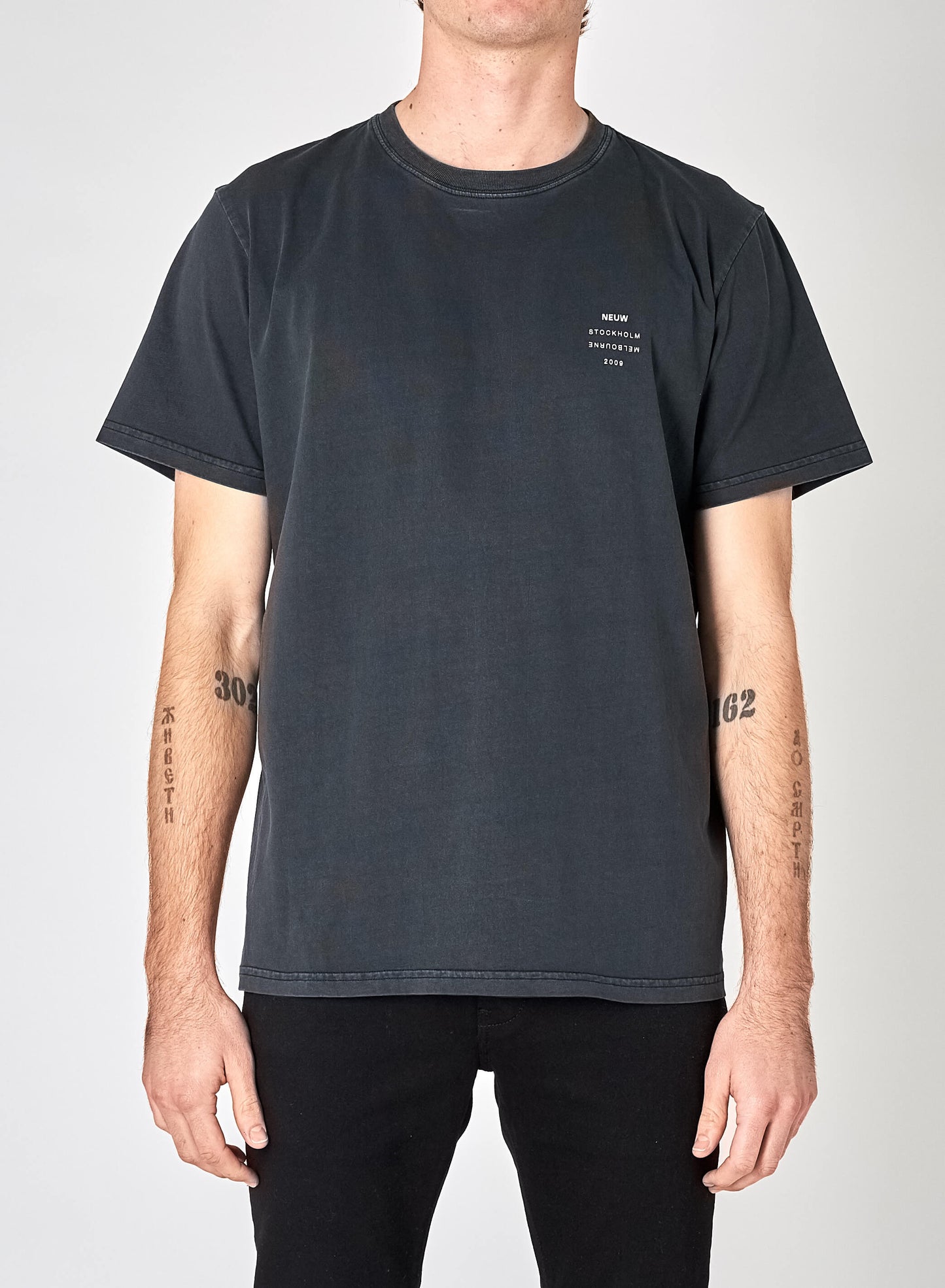 Organic Neuw Band Tee - Black Neuw fitted black mens-t-shirt