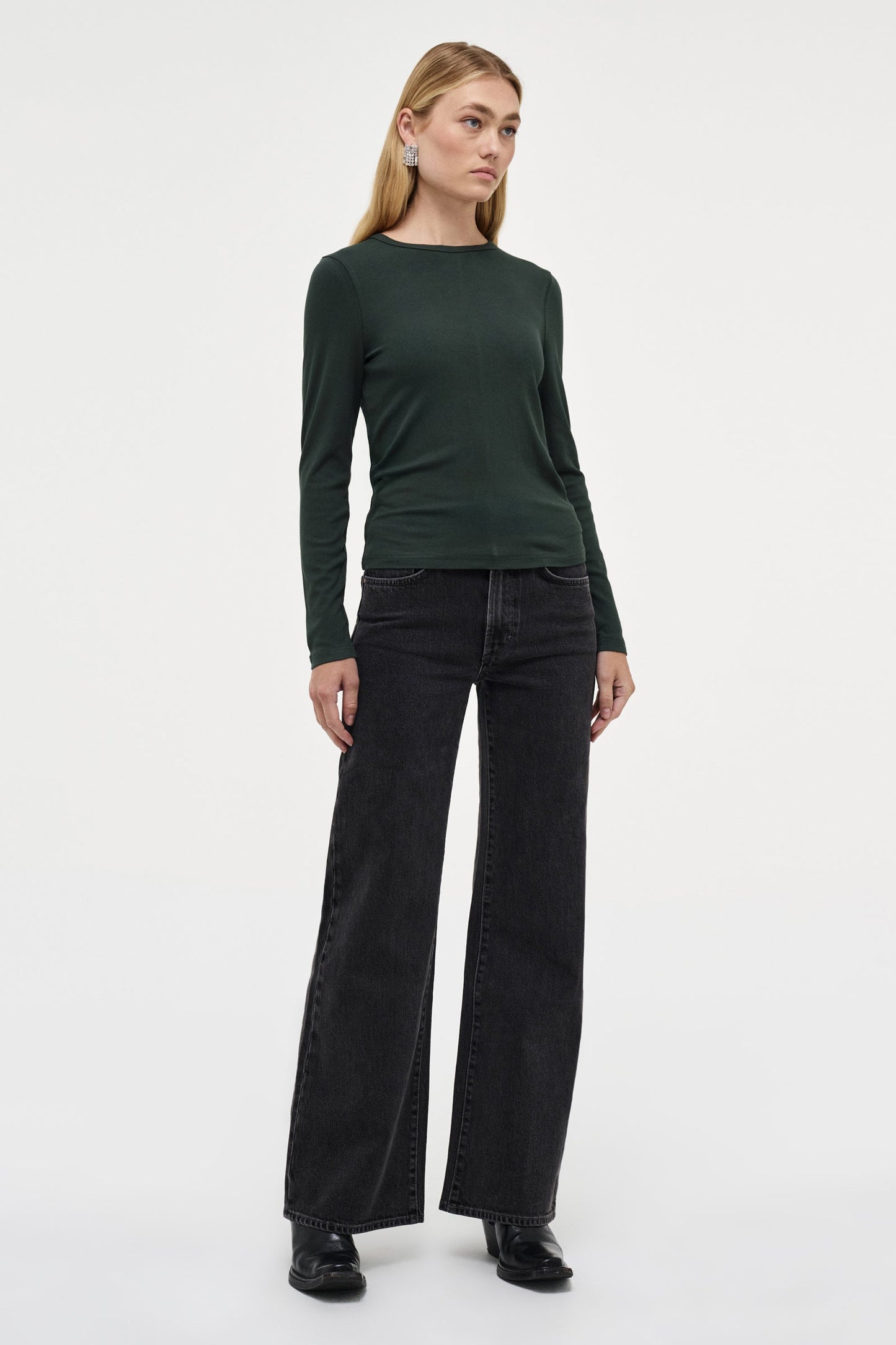 AM Ribbed Longsleeve Tee - Military