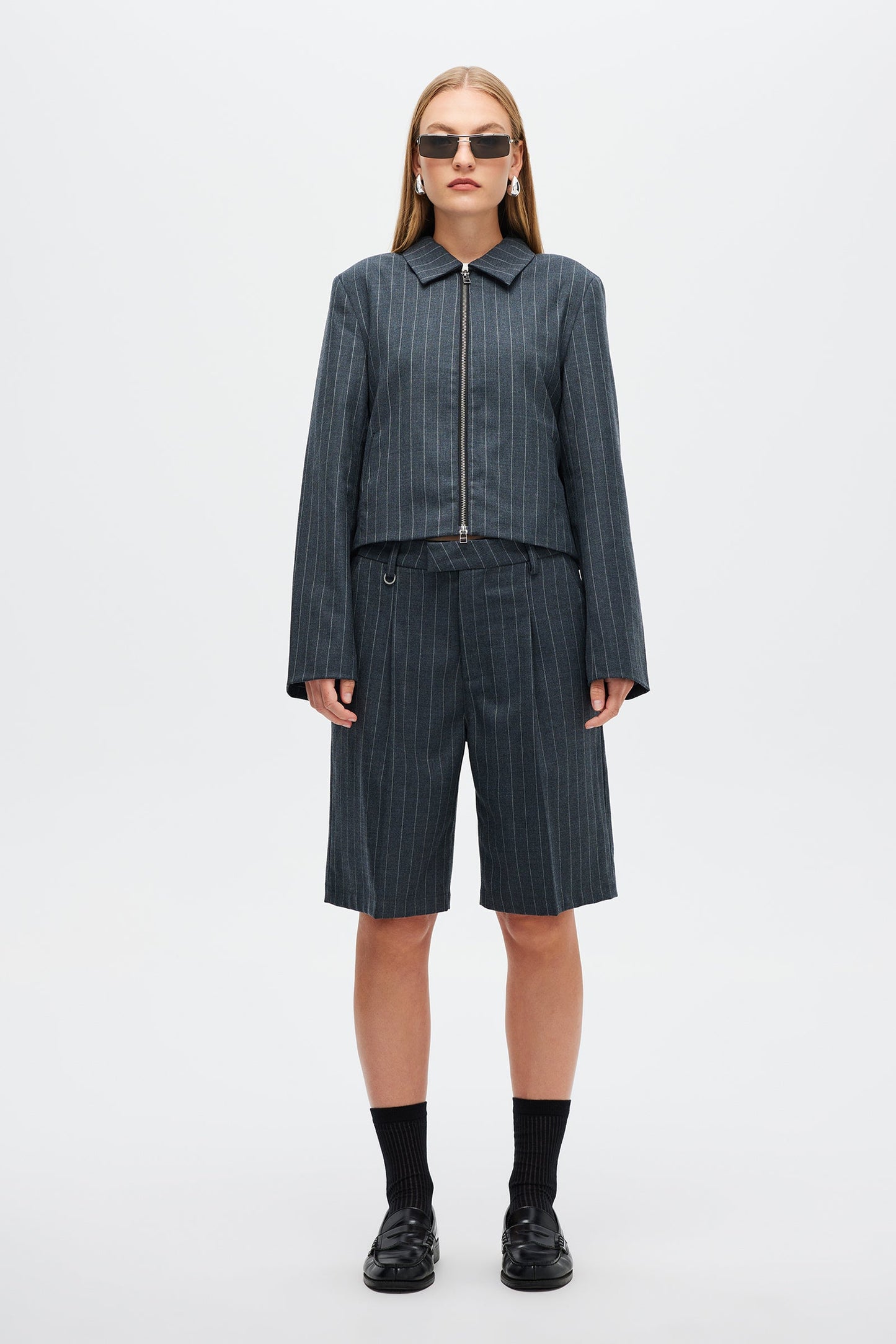 Pinstripe Jort - Charcoal