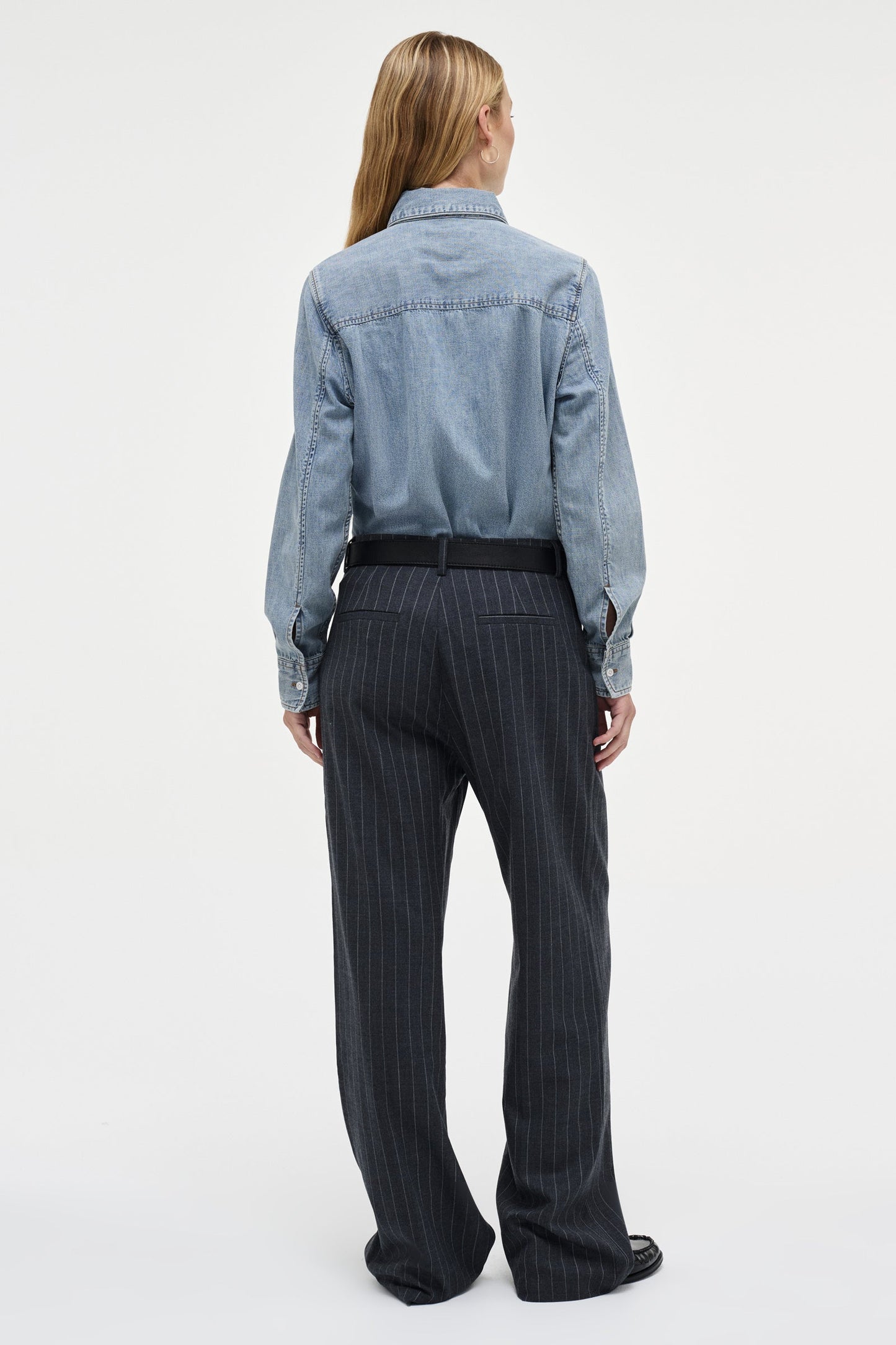 Coco Relaxed Pinstripe Pant - Charcoal