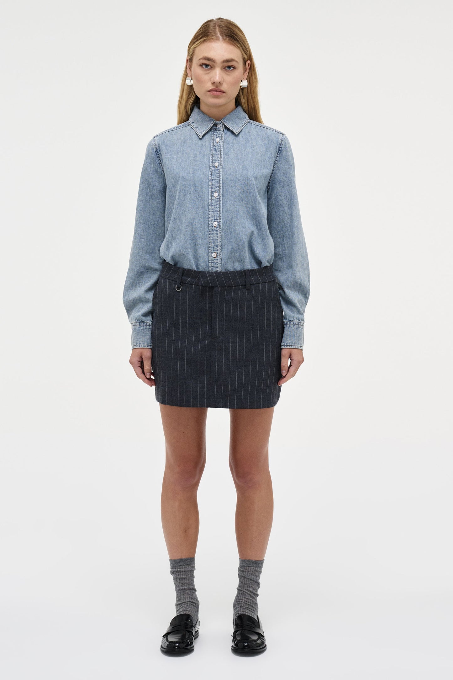 Daria Skirt Pinstripe - Charcoal