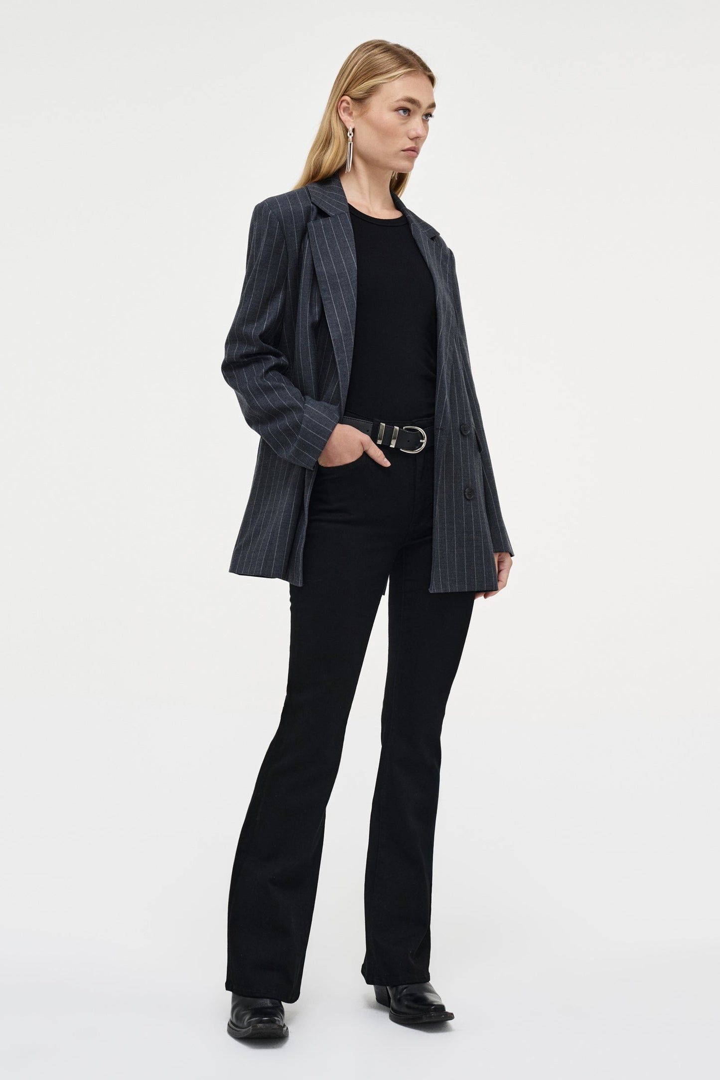 Tribeca Blazer Pinstripe - Charcoal