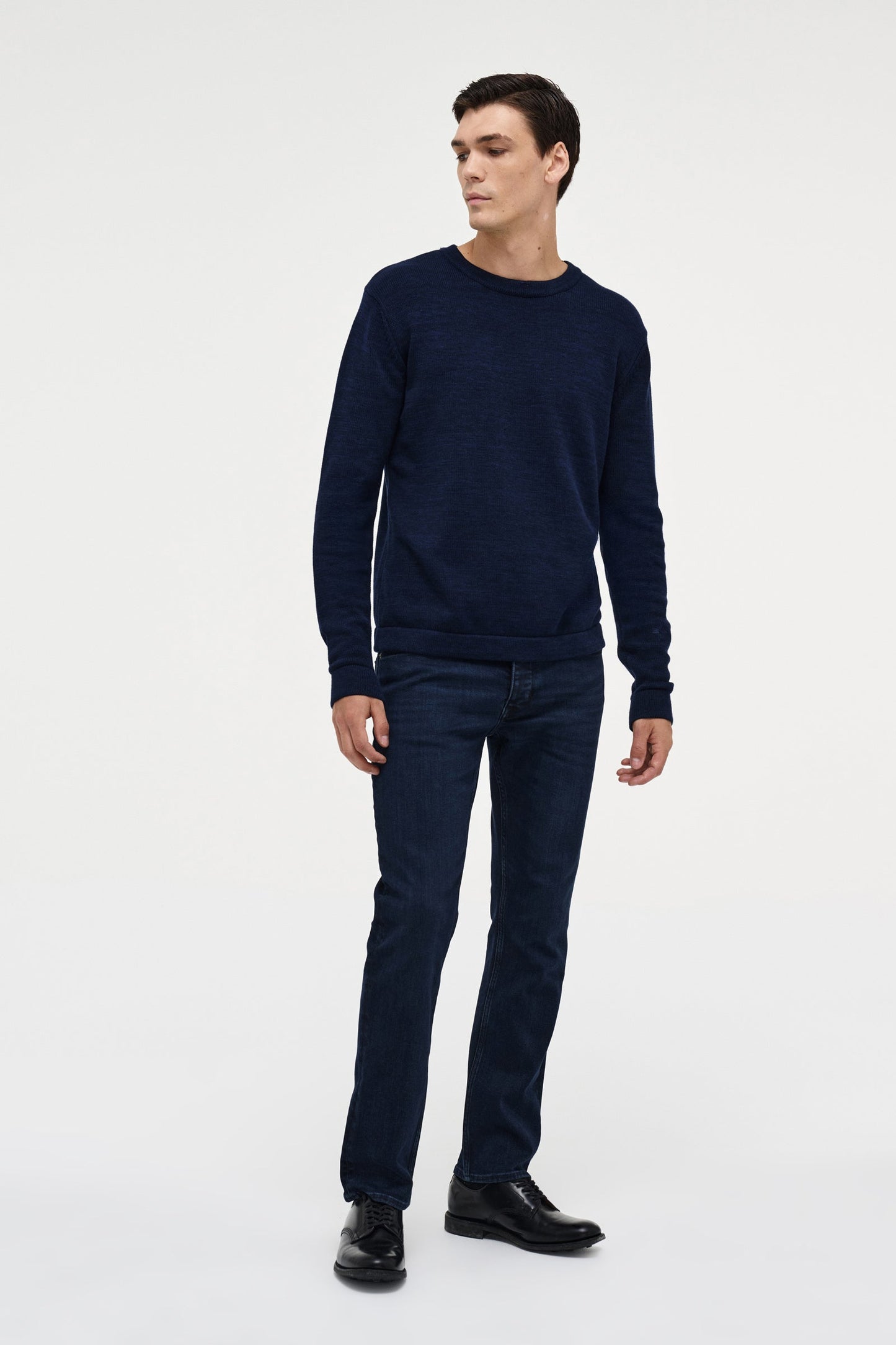 Melange Crew Knit - Navy