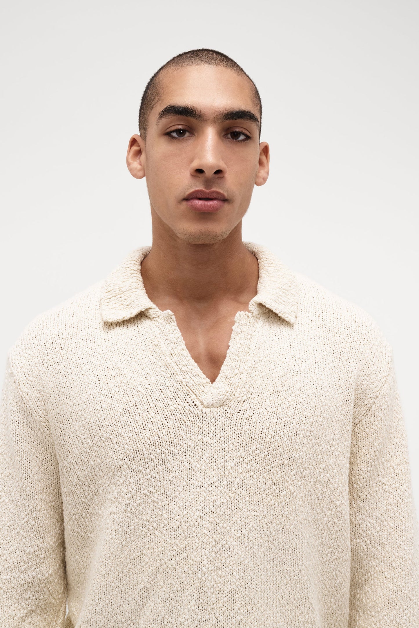 Boucle Knit Rugby Polo