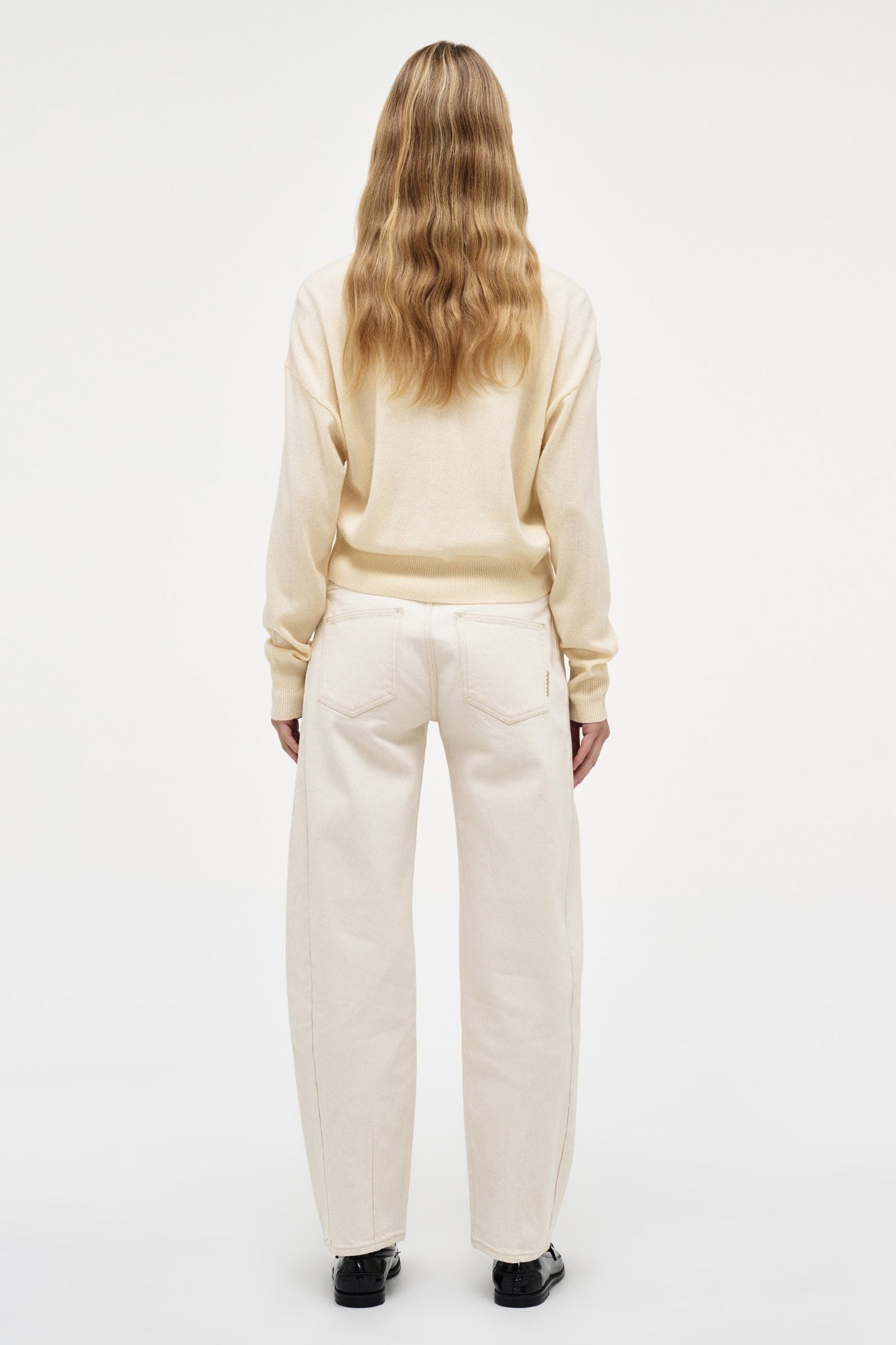 Wool Blend Knit Polo - Cream