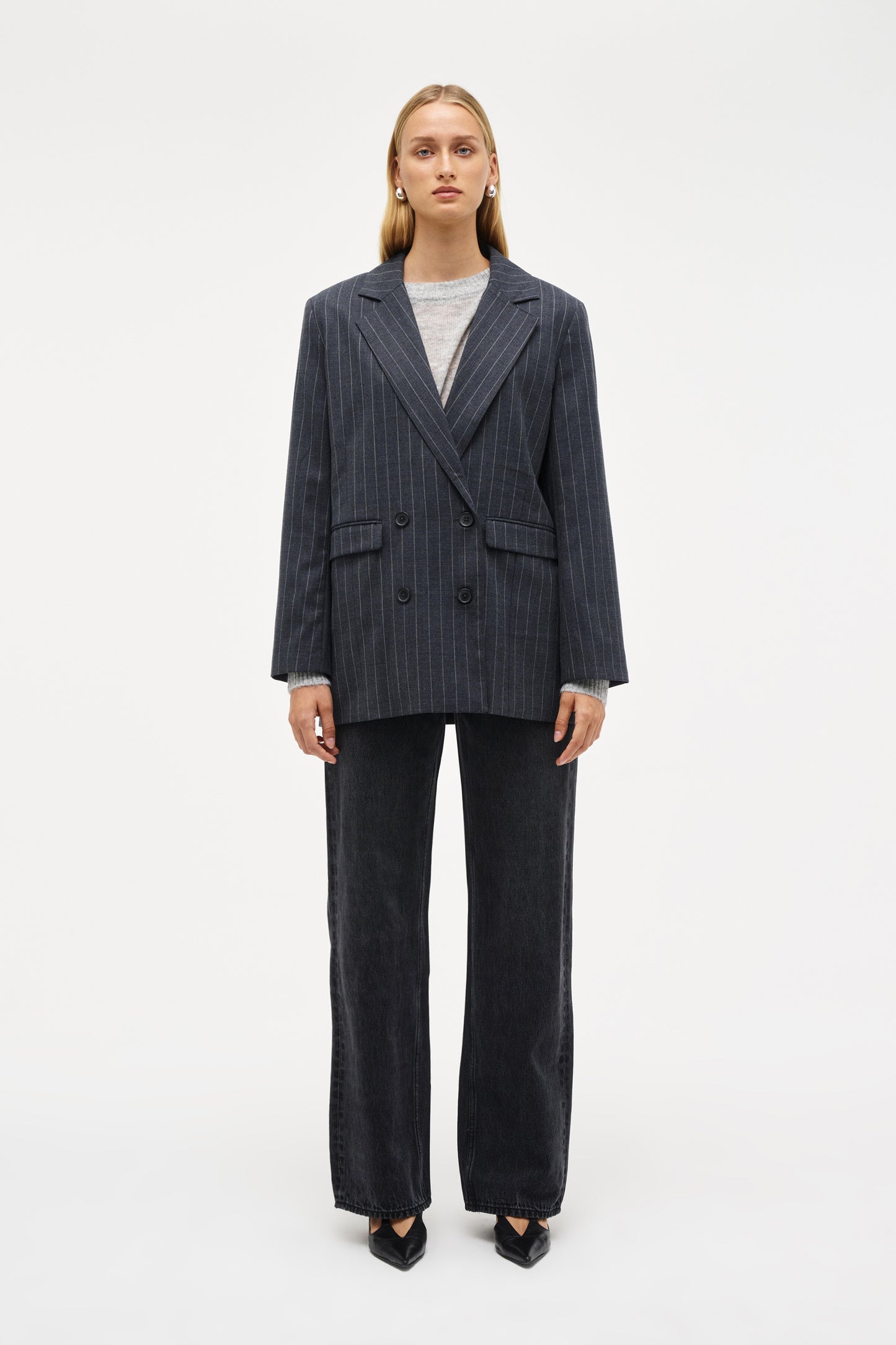 Tribeca Blazer Pinstripe - Charcoal