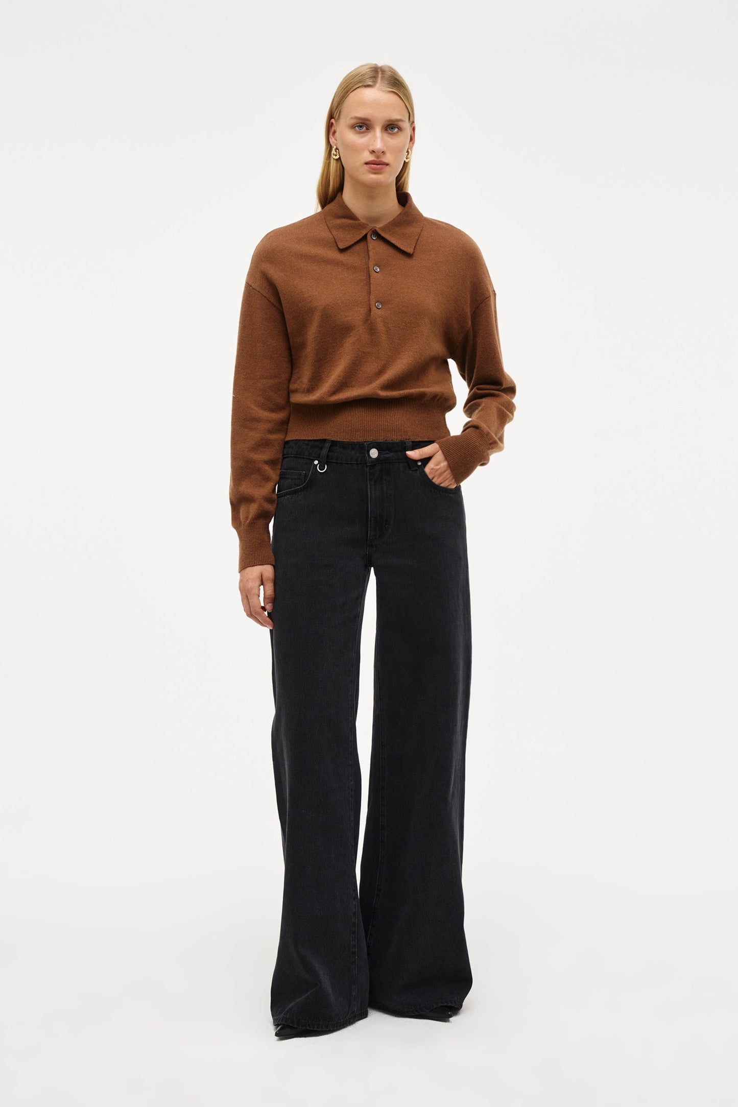 Wool Blend Knit Polo - Biscuit