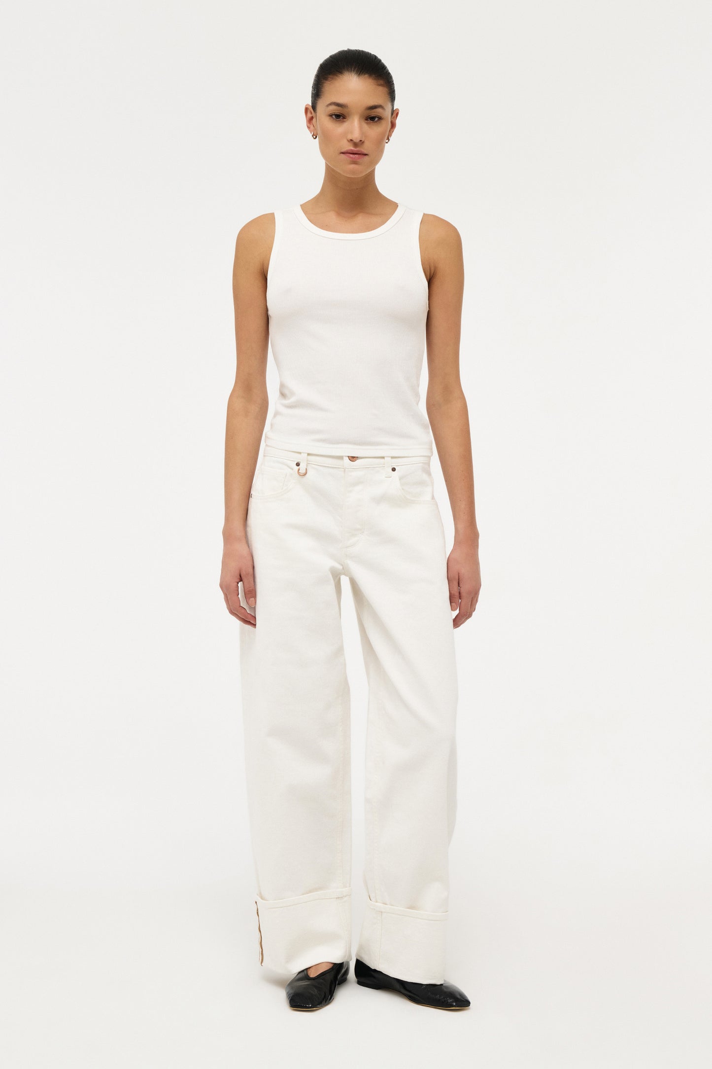 AM Ribbed Singlet - White