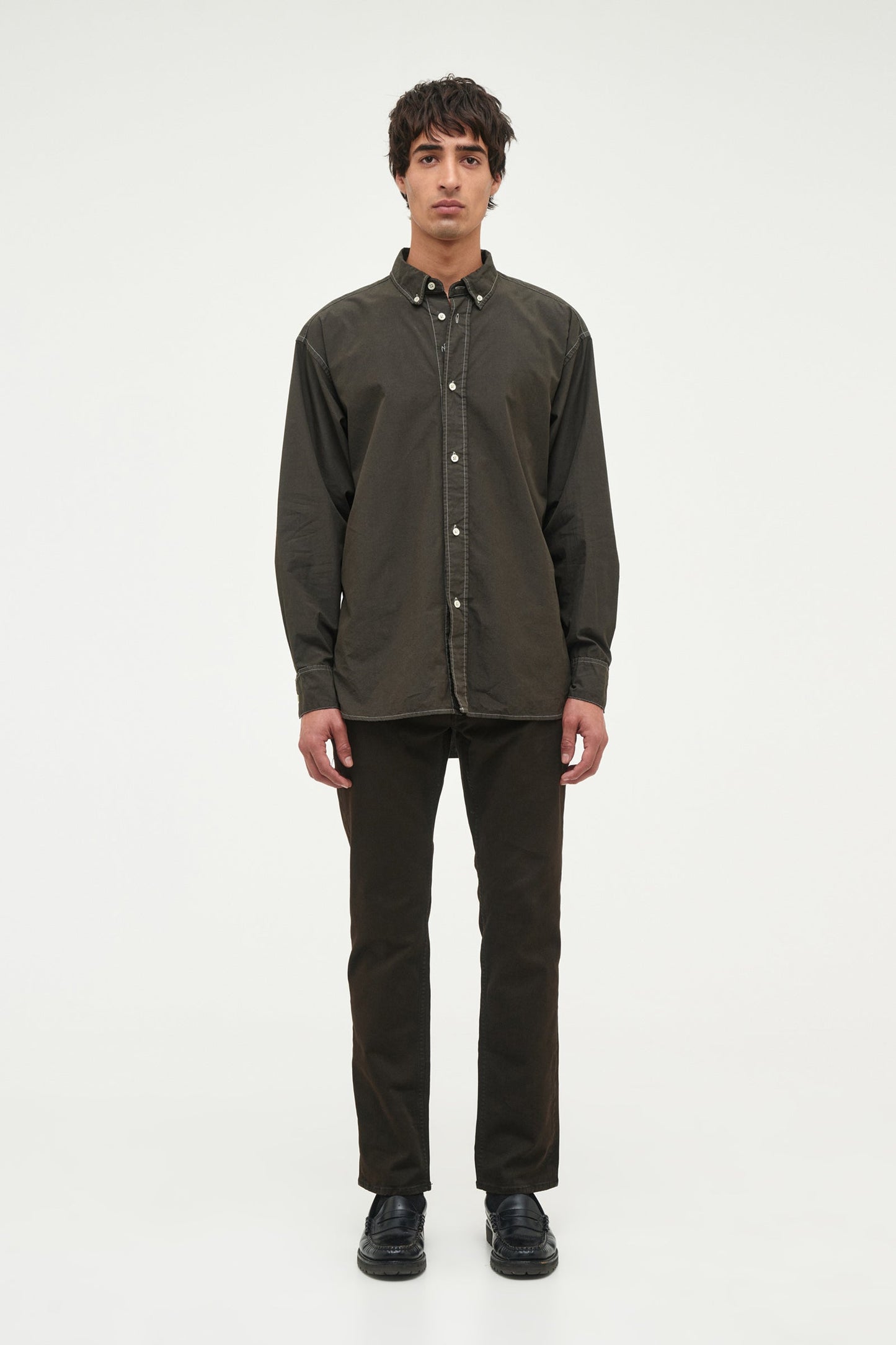 Relaxed Fit Shirt Over Dyed - Worn Military