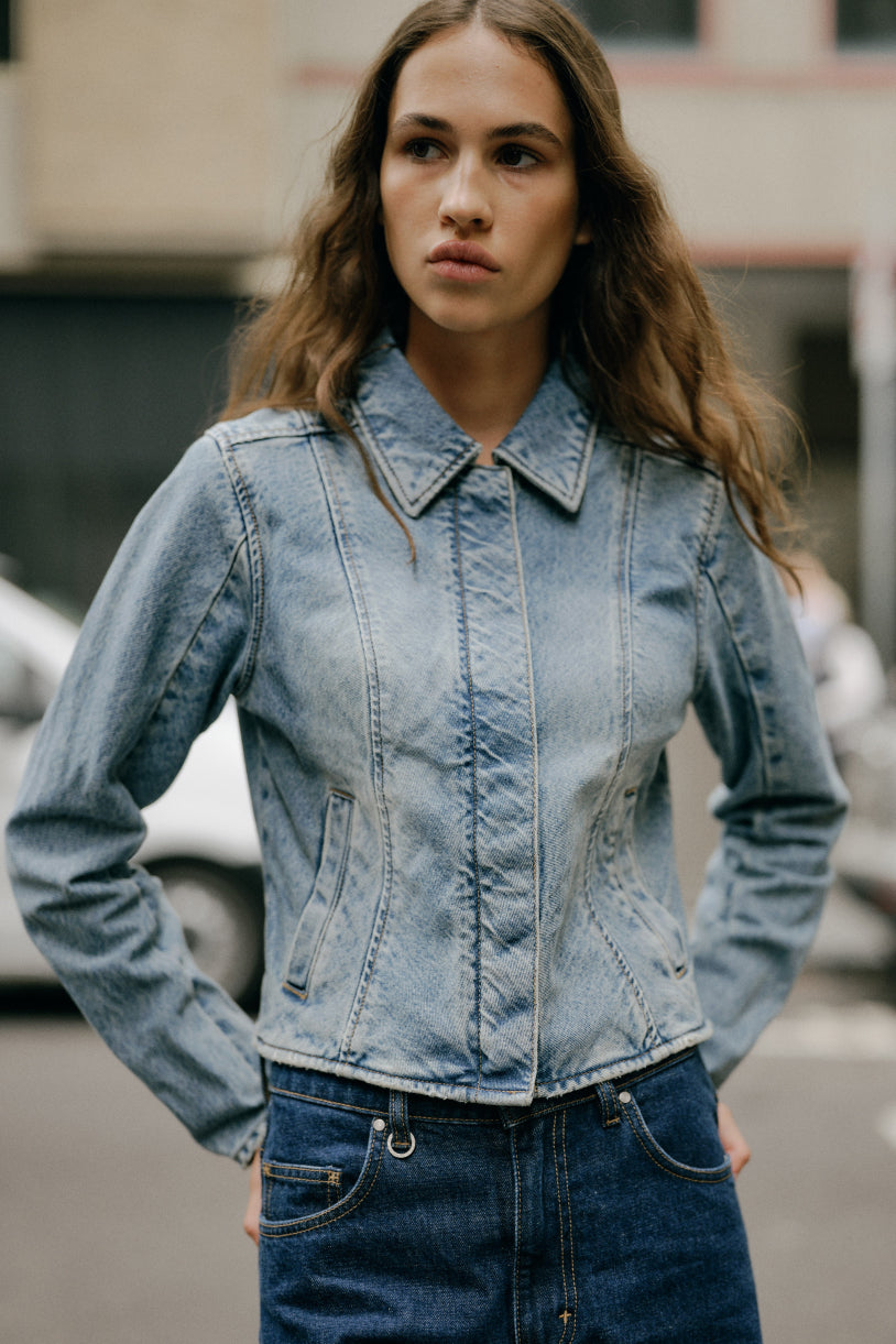 Bias Cut Denim Jacket