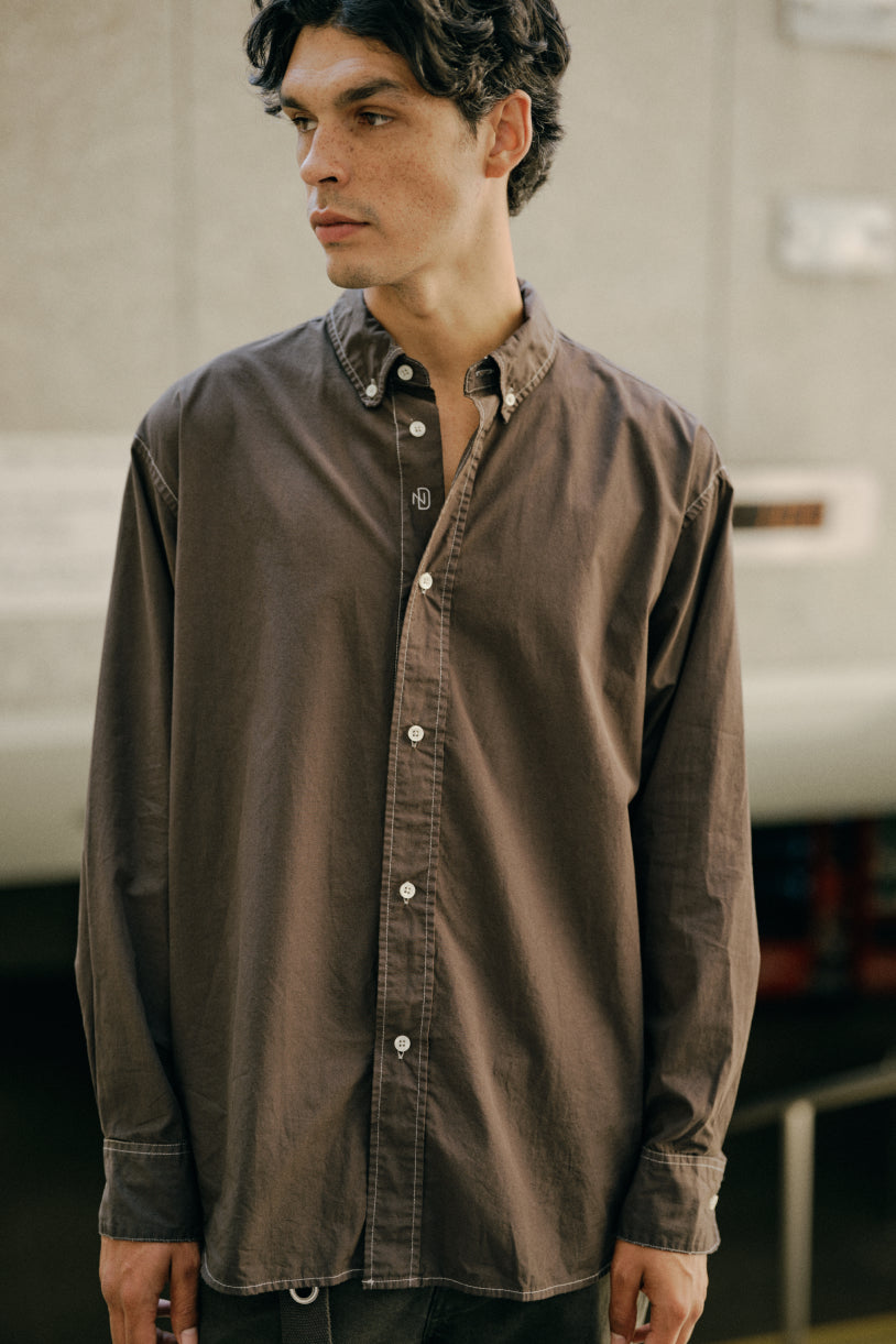 Relaxed Fit Shirt Over Dyed - Worn Military
