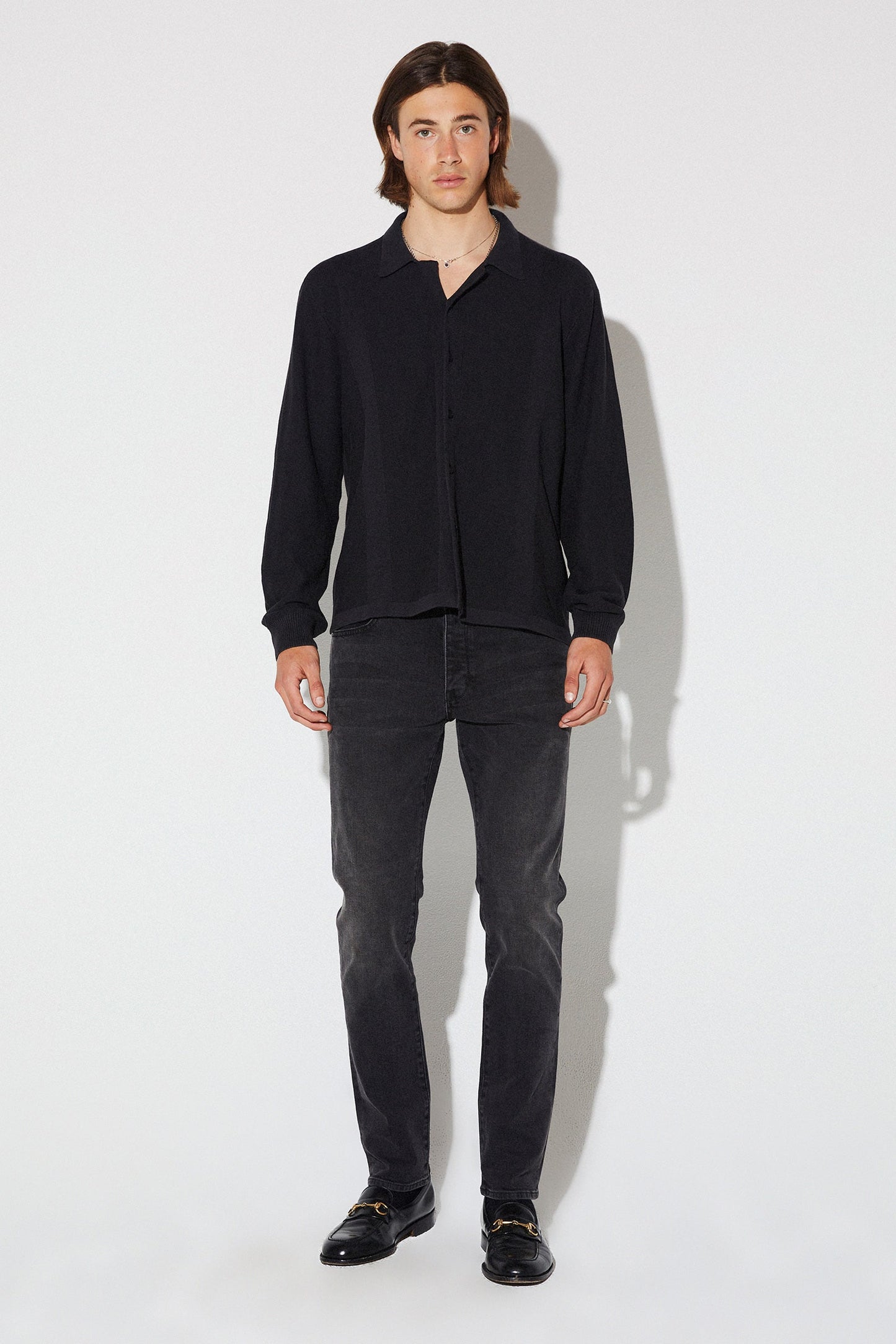 Saville Ls Knit Shirt - Black