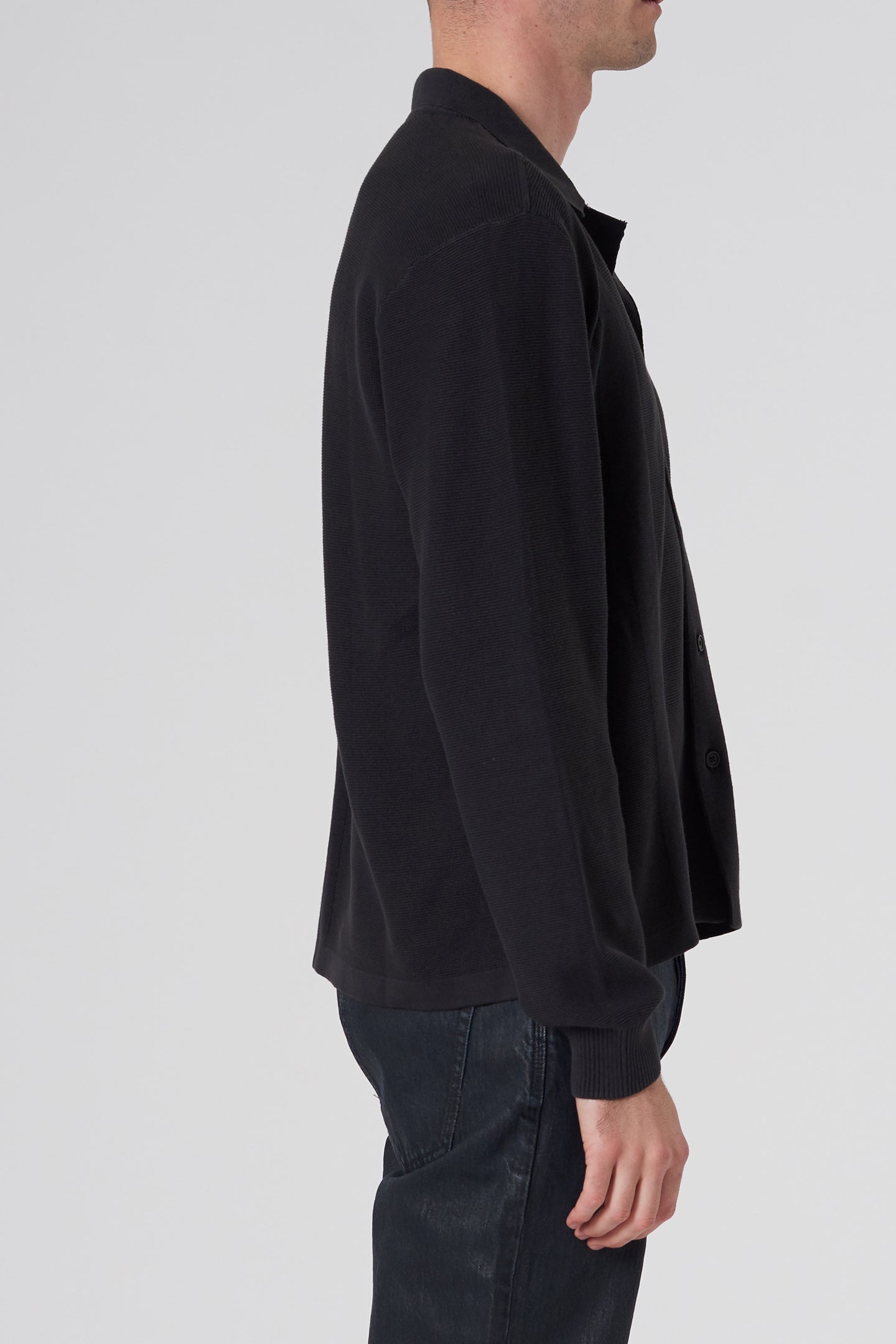 Saville Ls Knit Shirt - Black