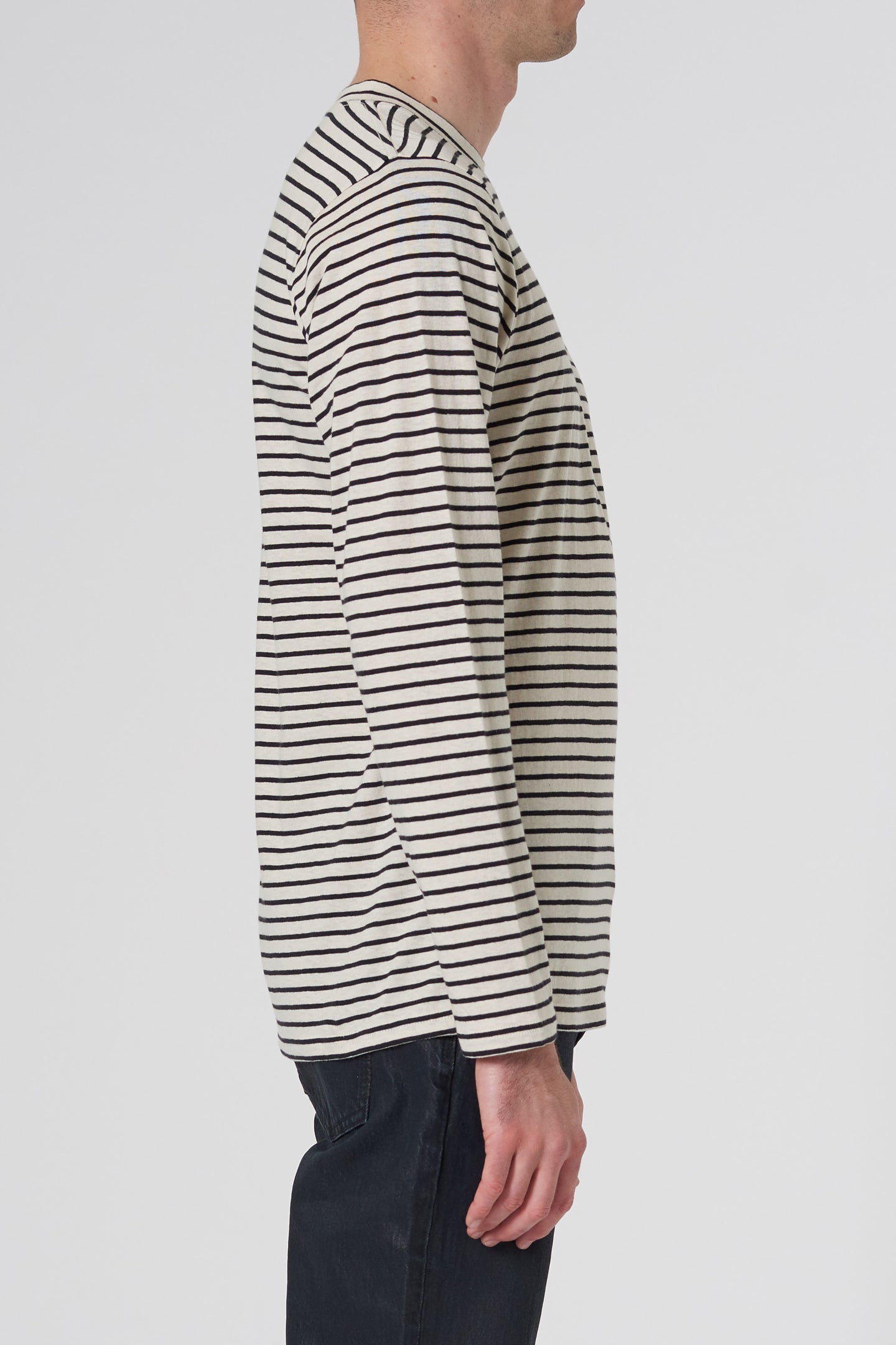 Stripe Ls Layer Tee - Black Neuw oversized lightgrey mens-t-shirt