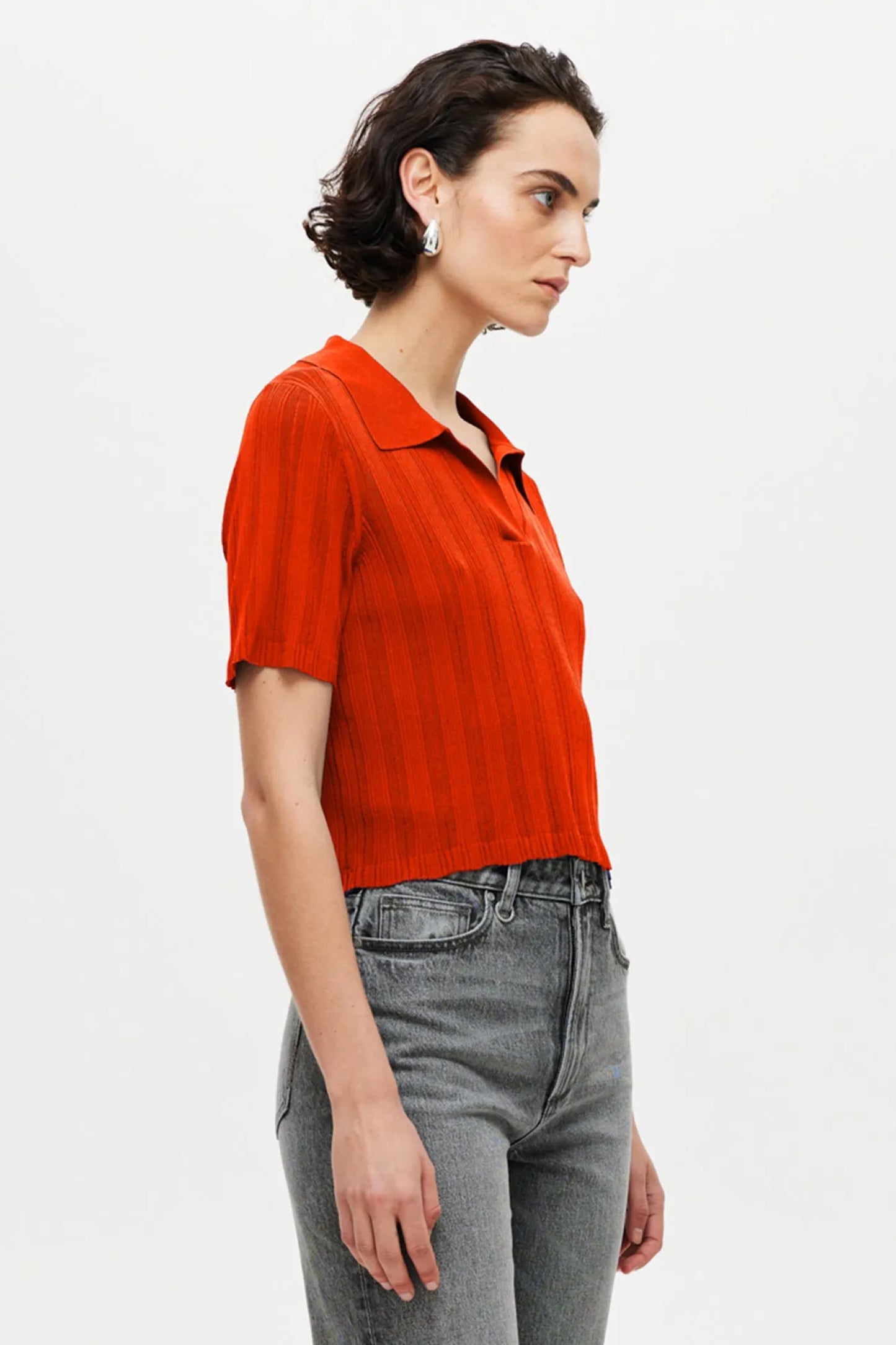 Opal Knit Polo - Vermillion