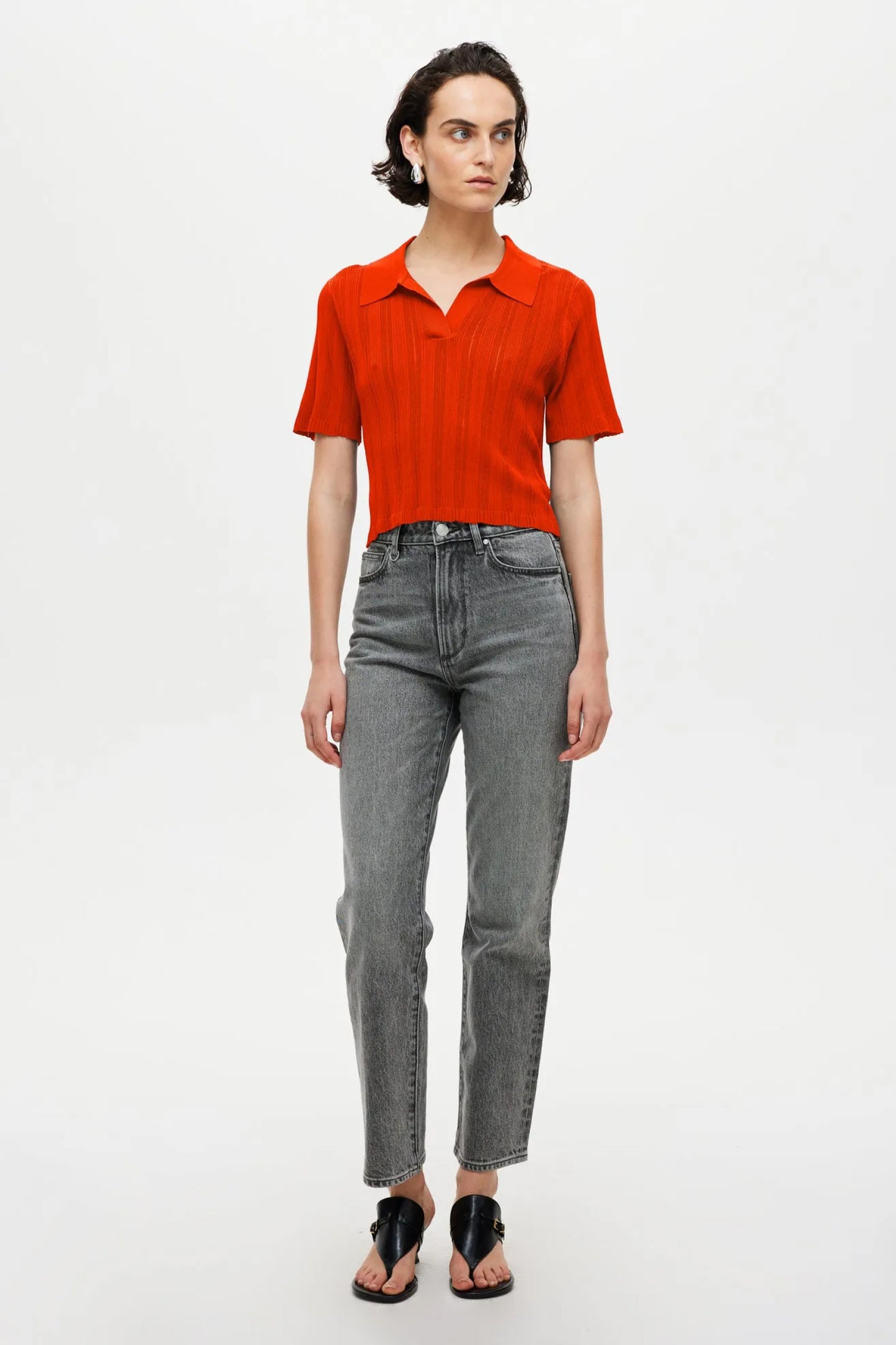 Opal Knit Polo - Vermillion