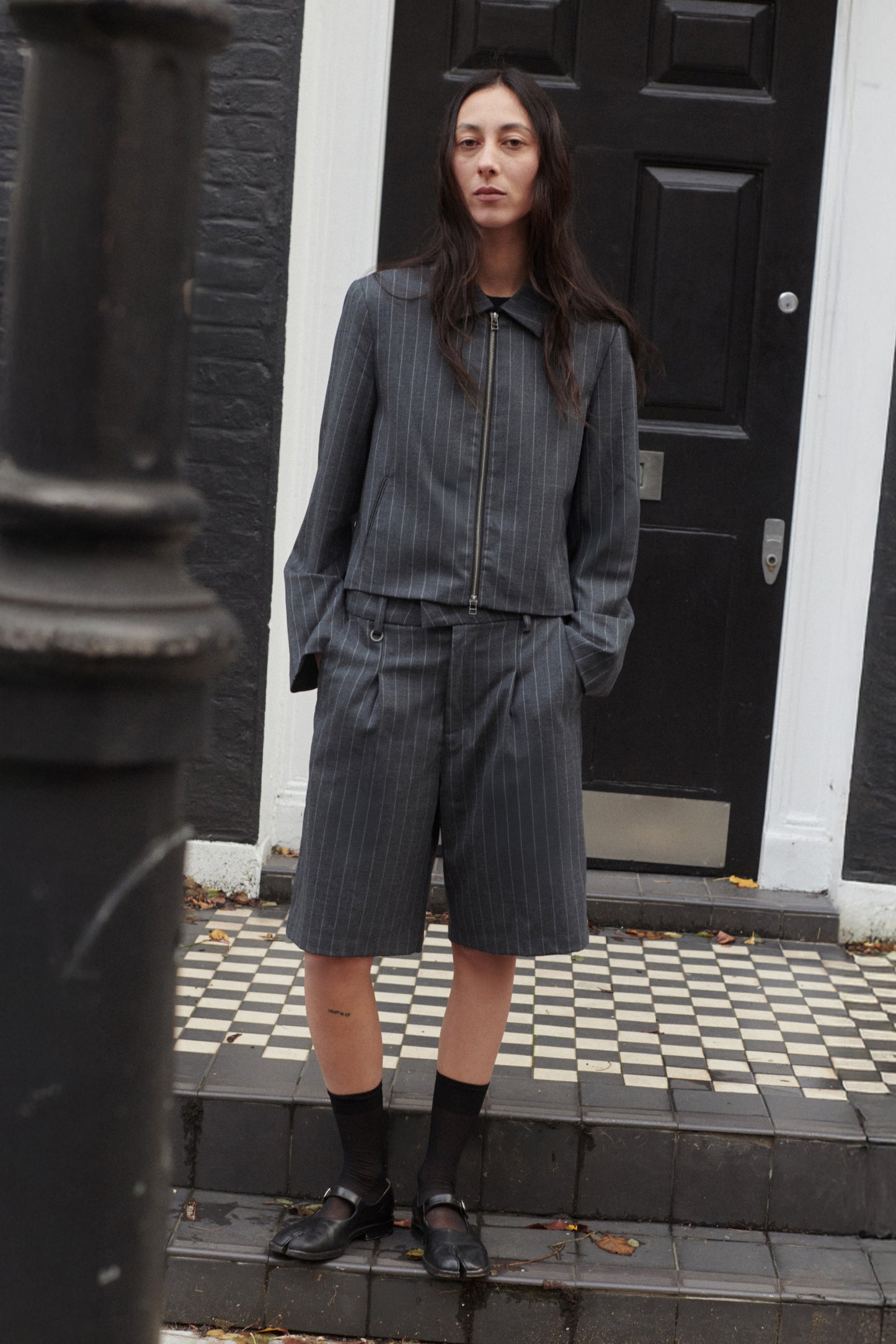 Pinstripe Jort - Charcoal