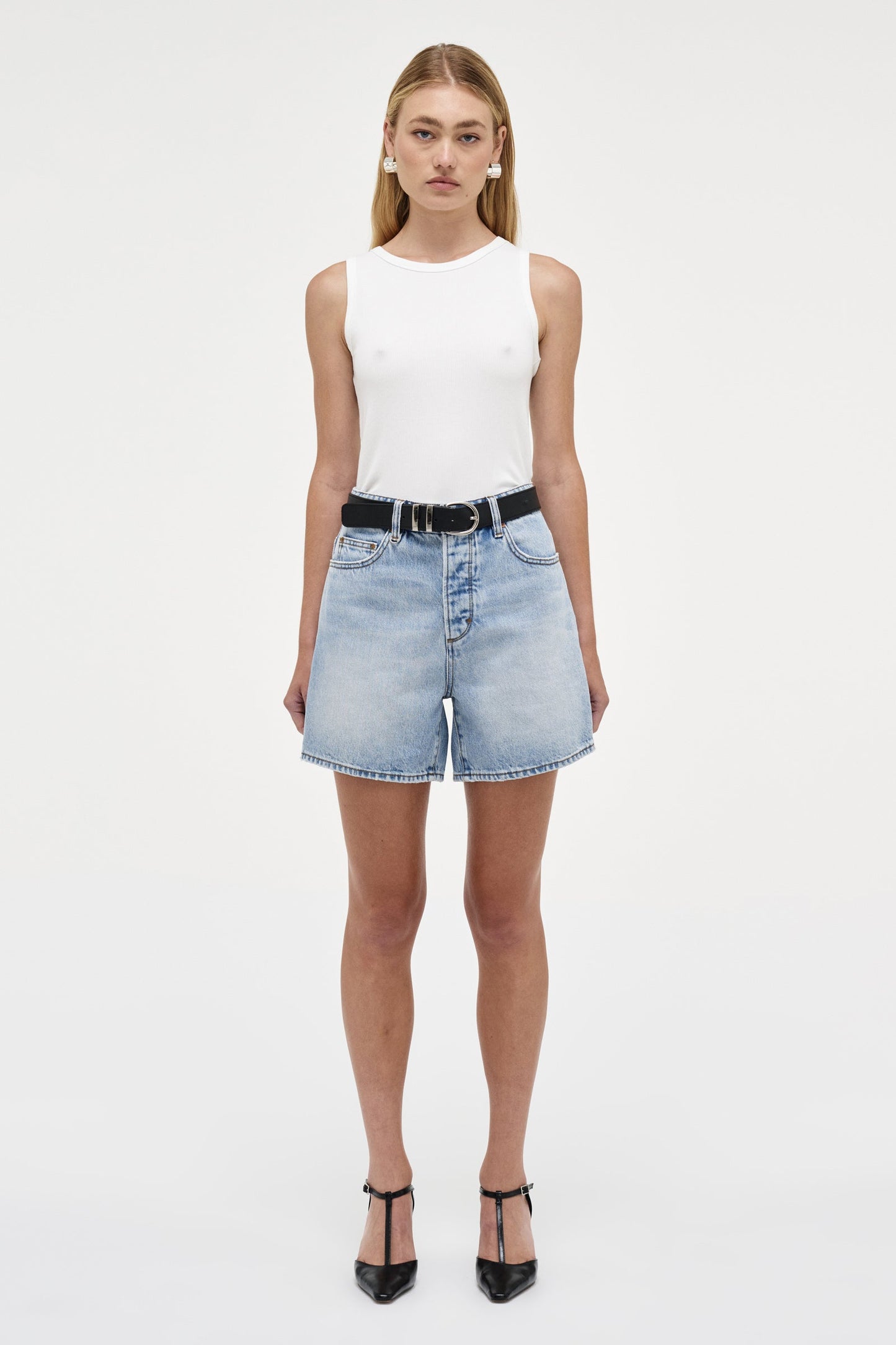 AM Ribbed Singlet - White