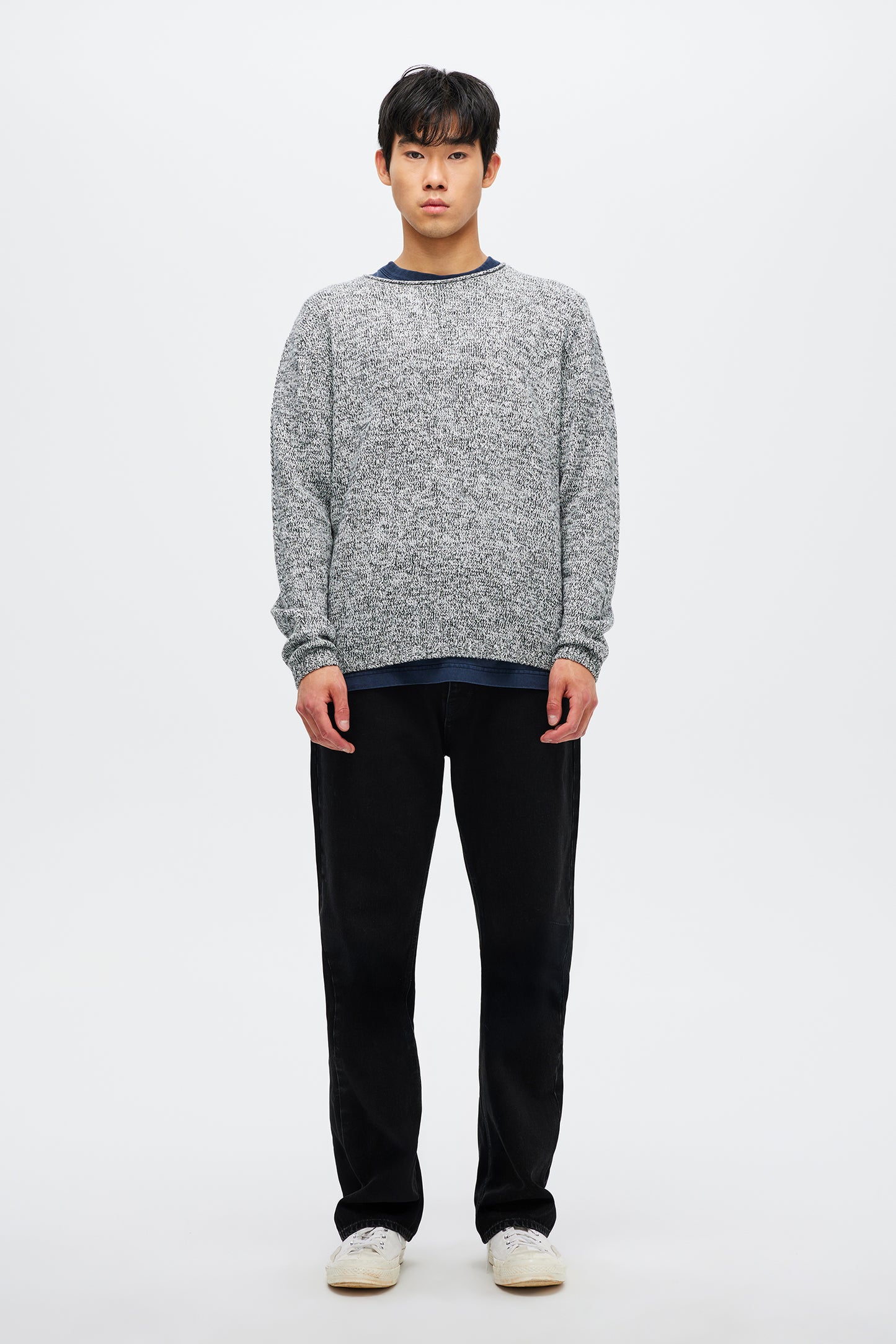 Chain Knit Crew - Ash Grey