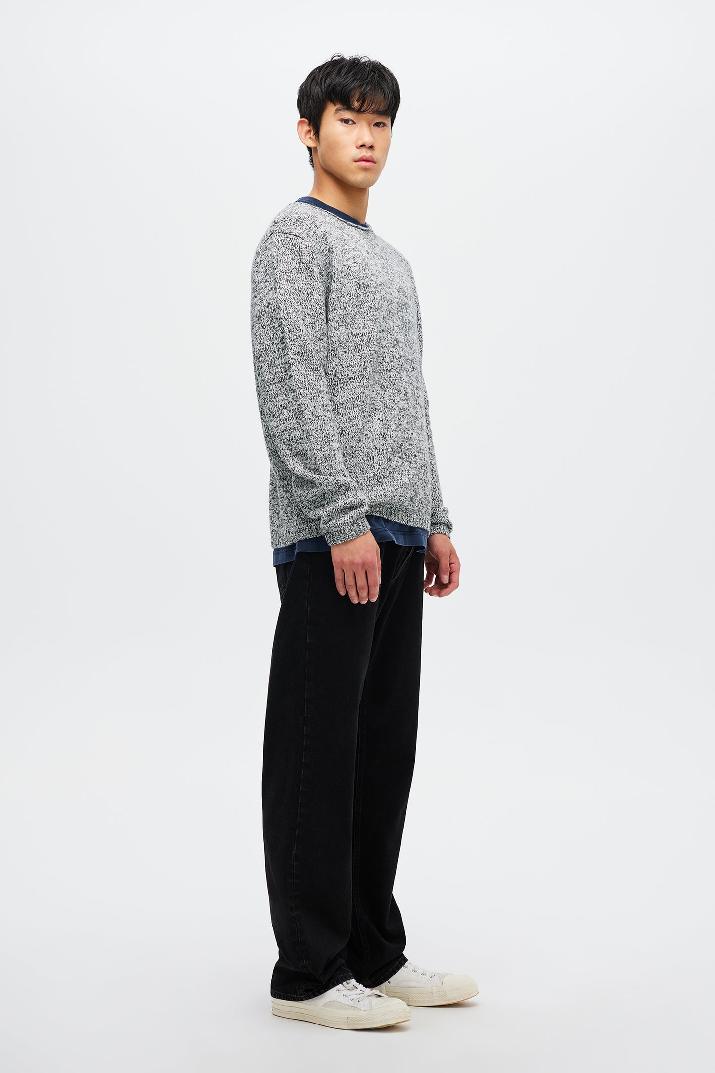 Chain Knit Crew - Ash Grey
