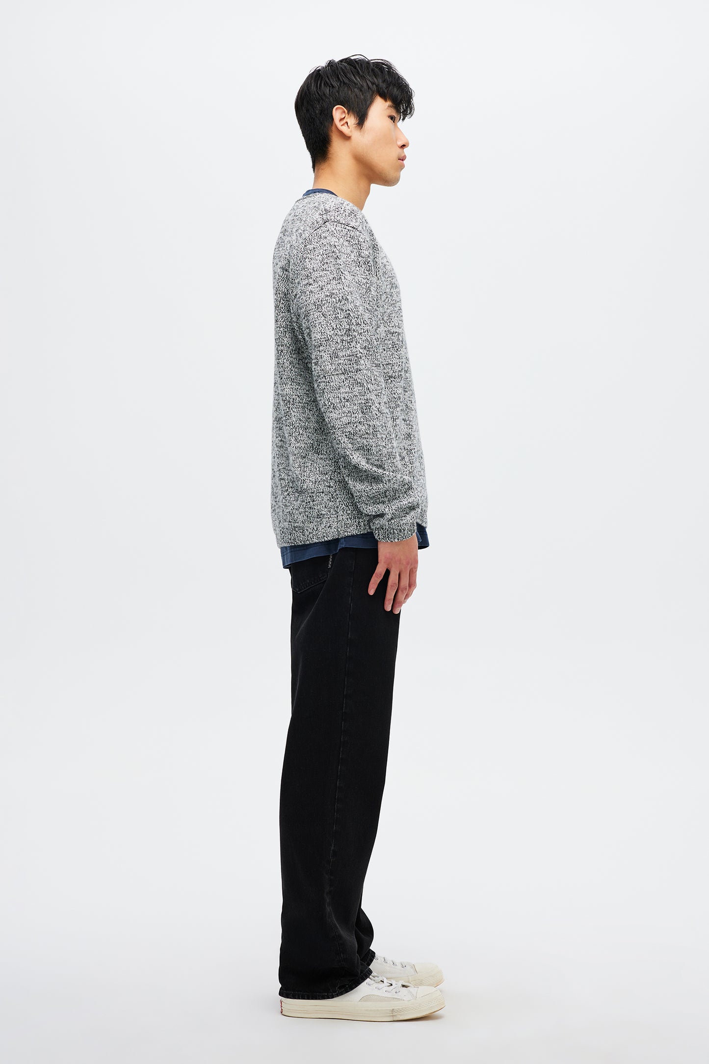 Chain Knit Crew - Ash Grey