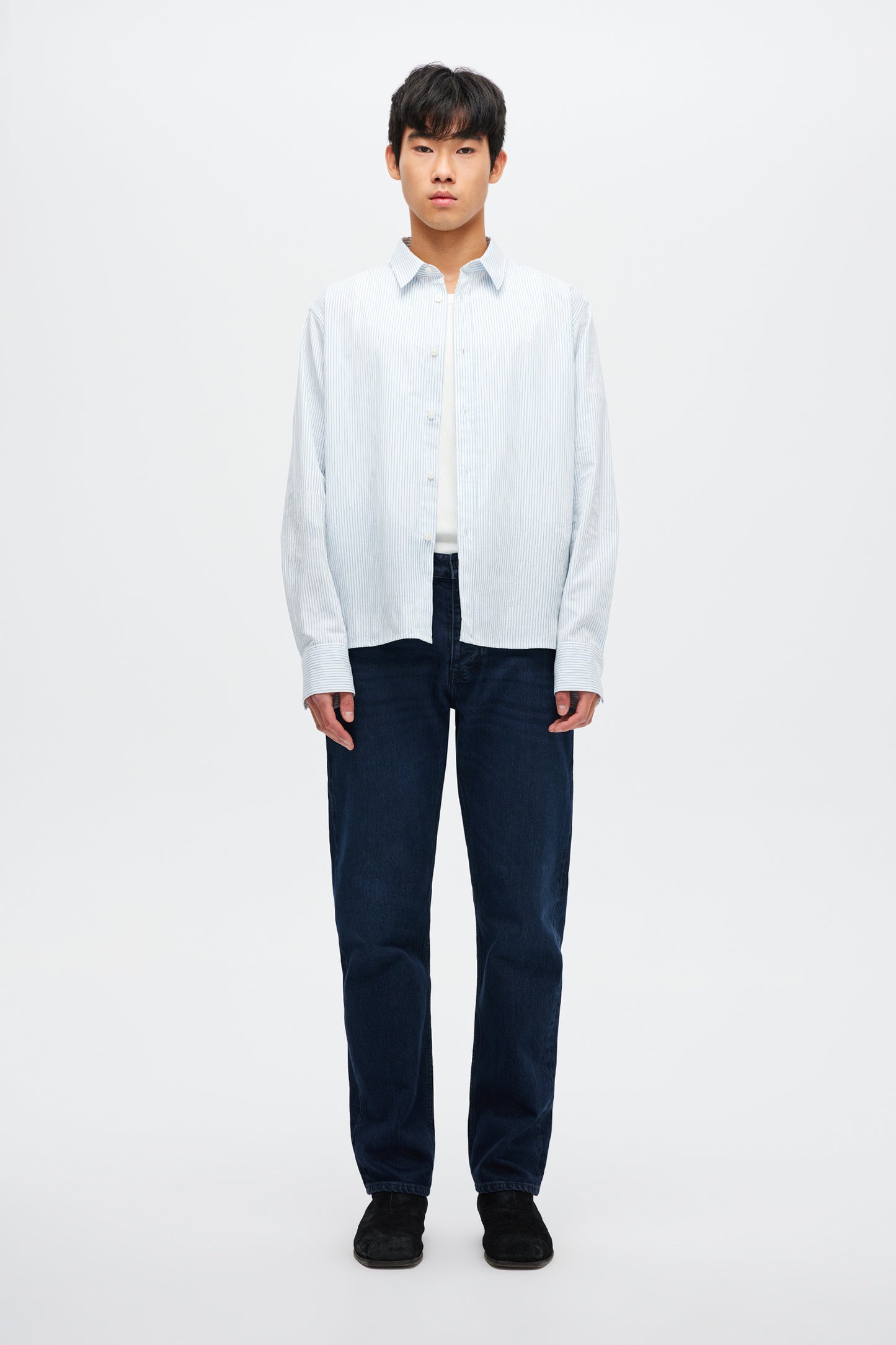 Regular Fit Stripe Shirt - Oxford Blue