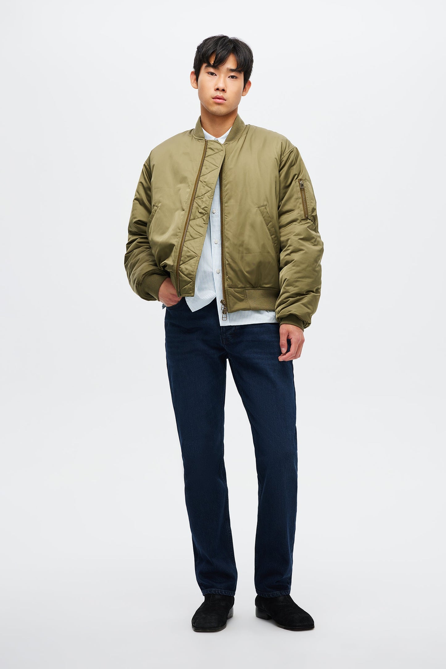 Regular Fit Stripe Shirt - Oxford Blue