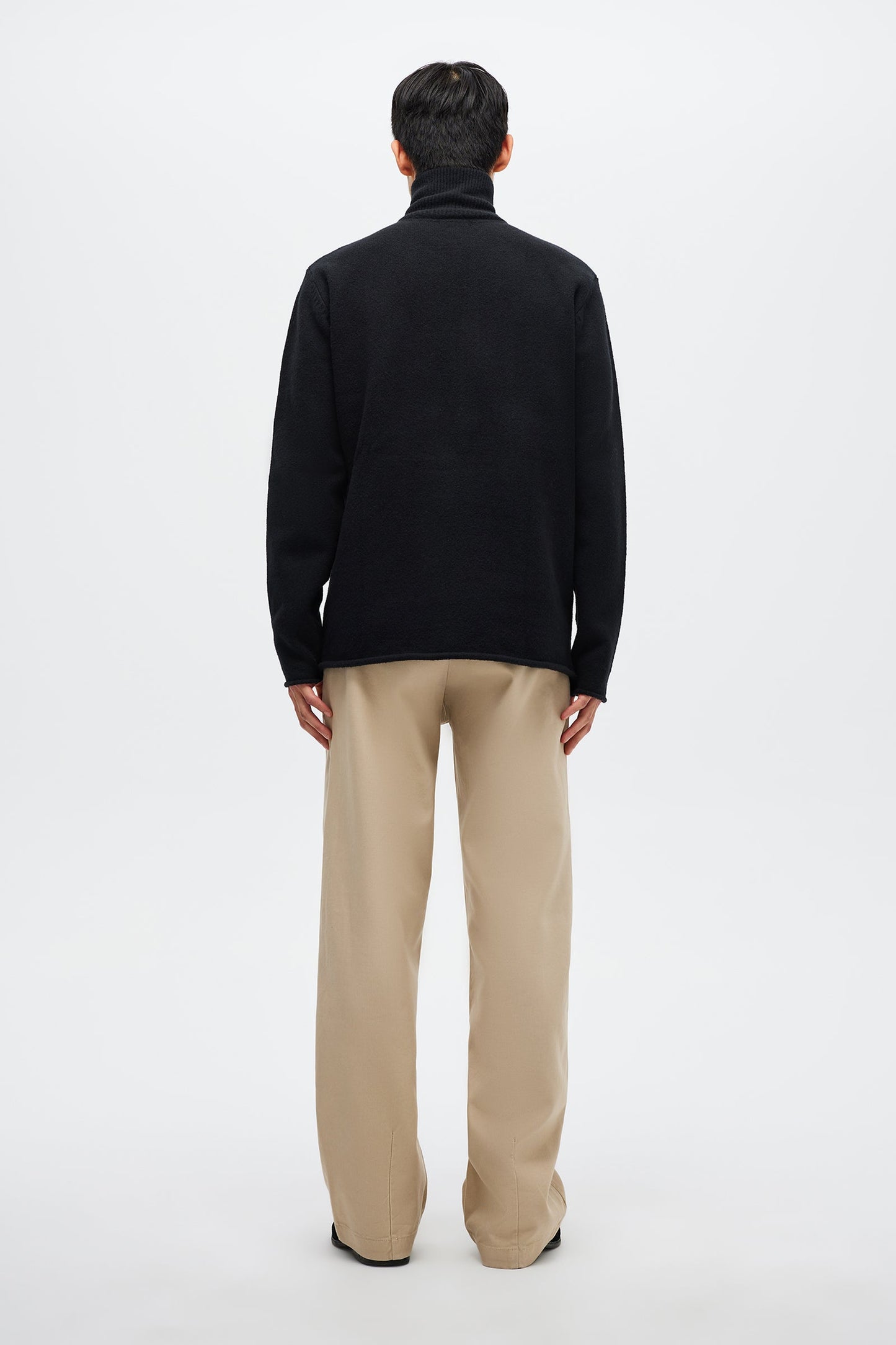 Brushed 3/4 Zip Knit - Black