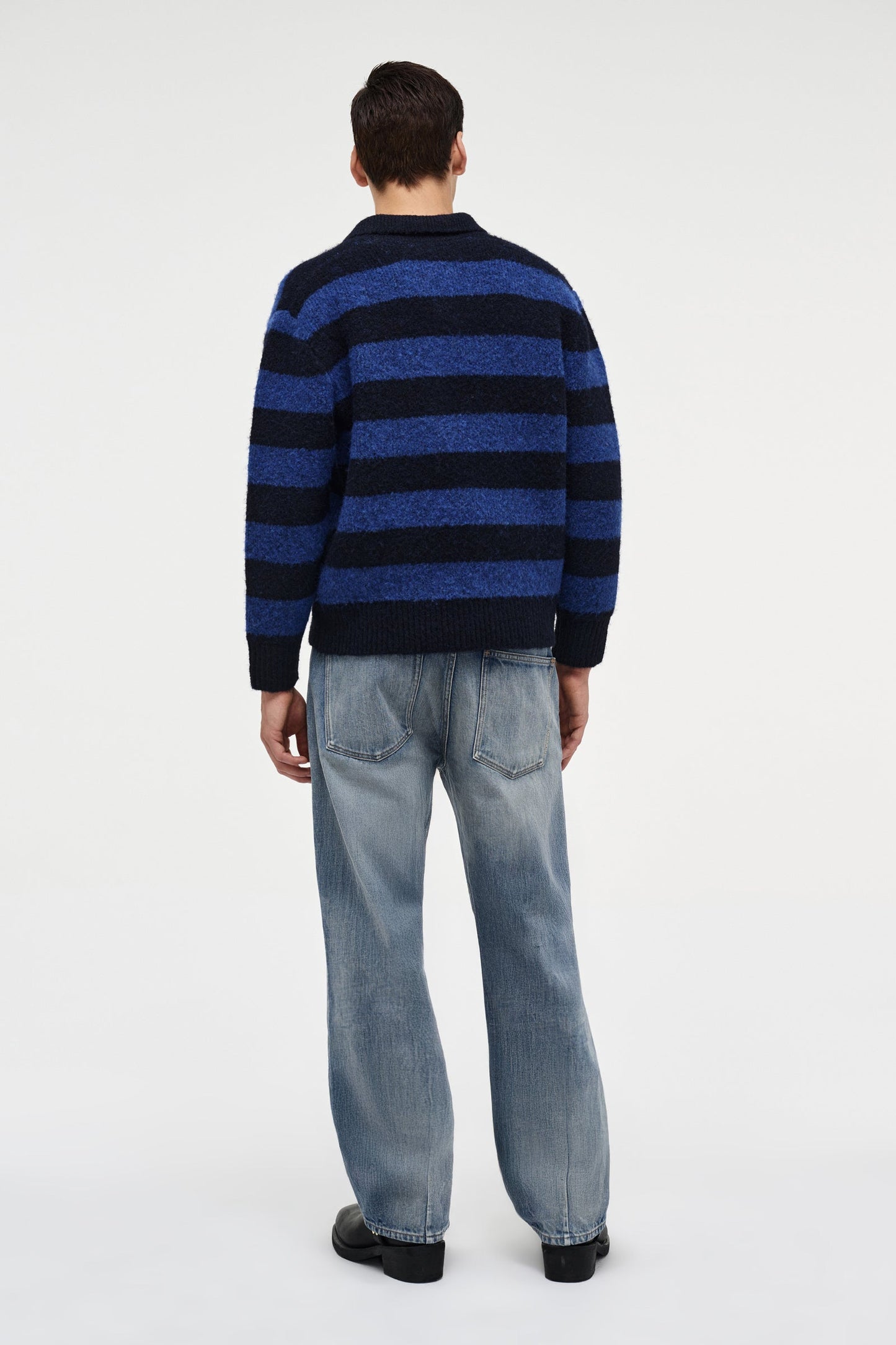 Brushed Stripe Rugby Polo - Ultra Marine