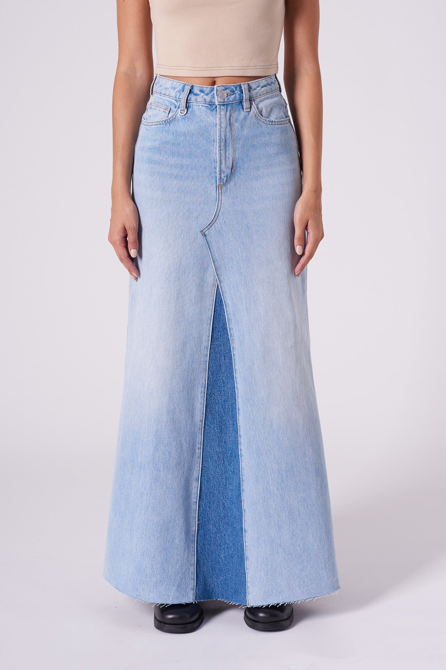 Rework Maxi Skirt - Light Bleach Neuw maxi blue womens-skirts