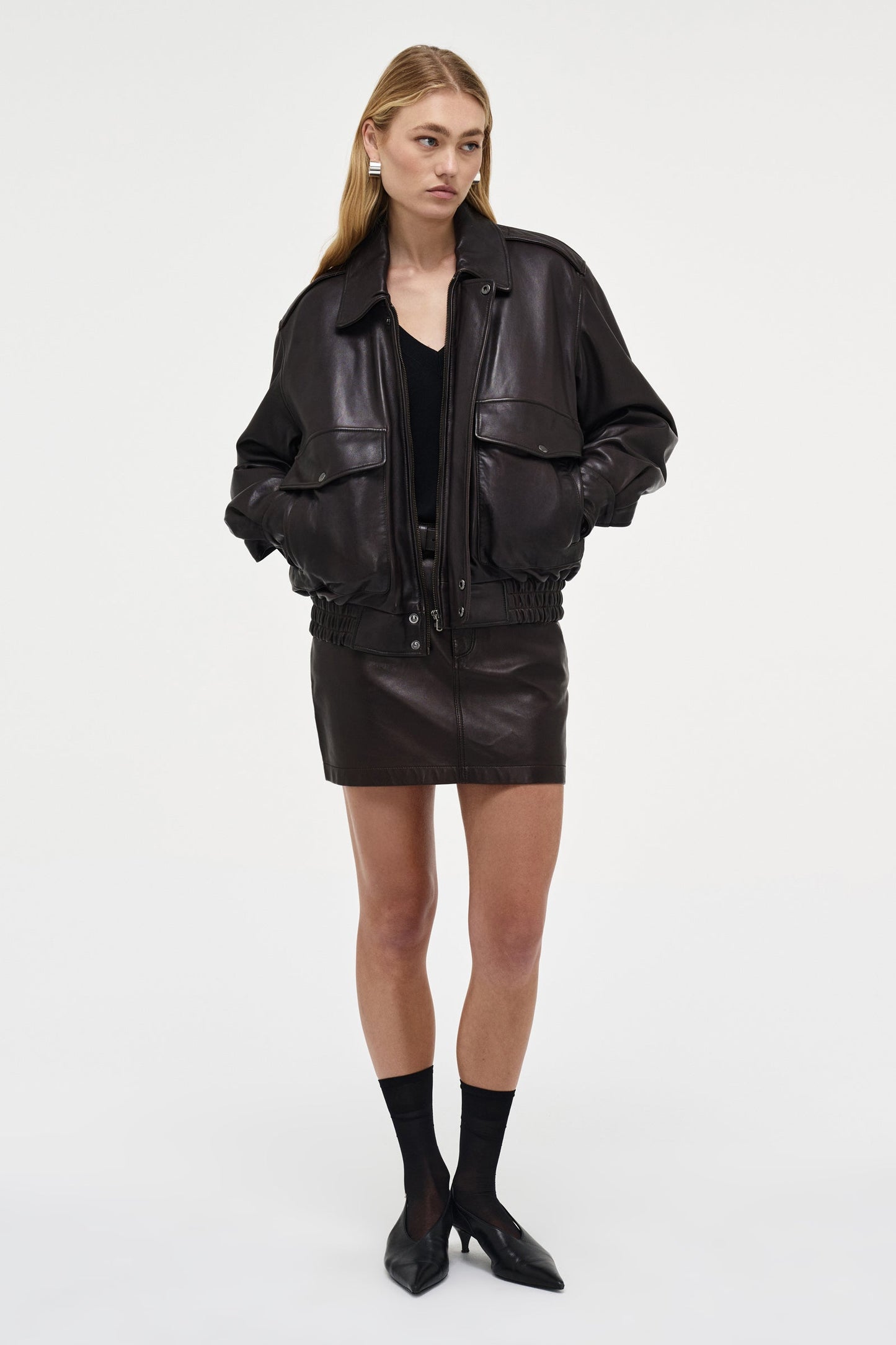 Casablanca Leather Bomber - Espresso