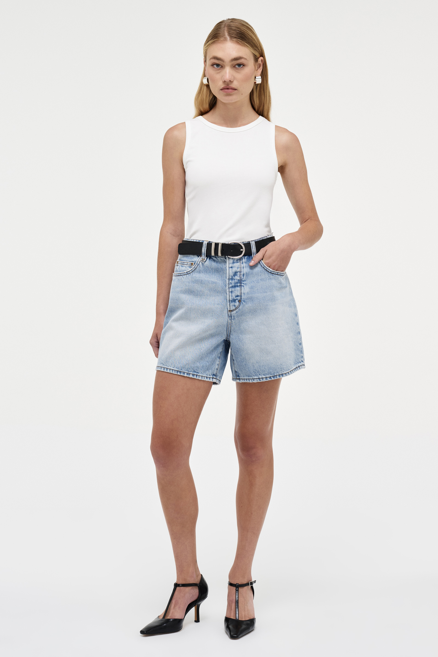 AM Ribbed Singlet - White