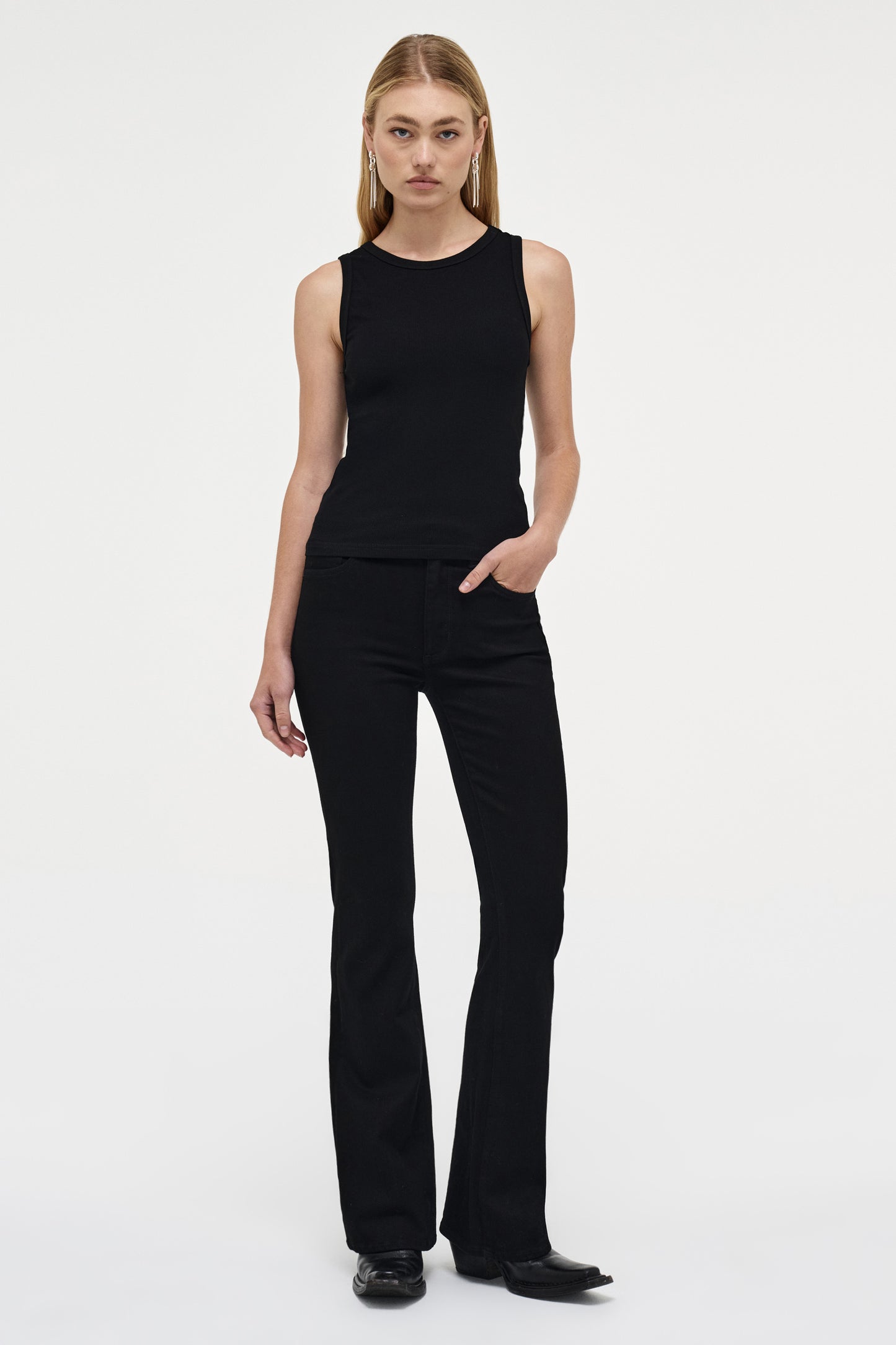 AM Ribbed Singlet - Black