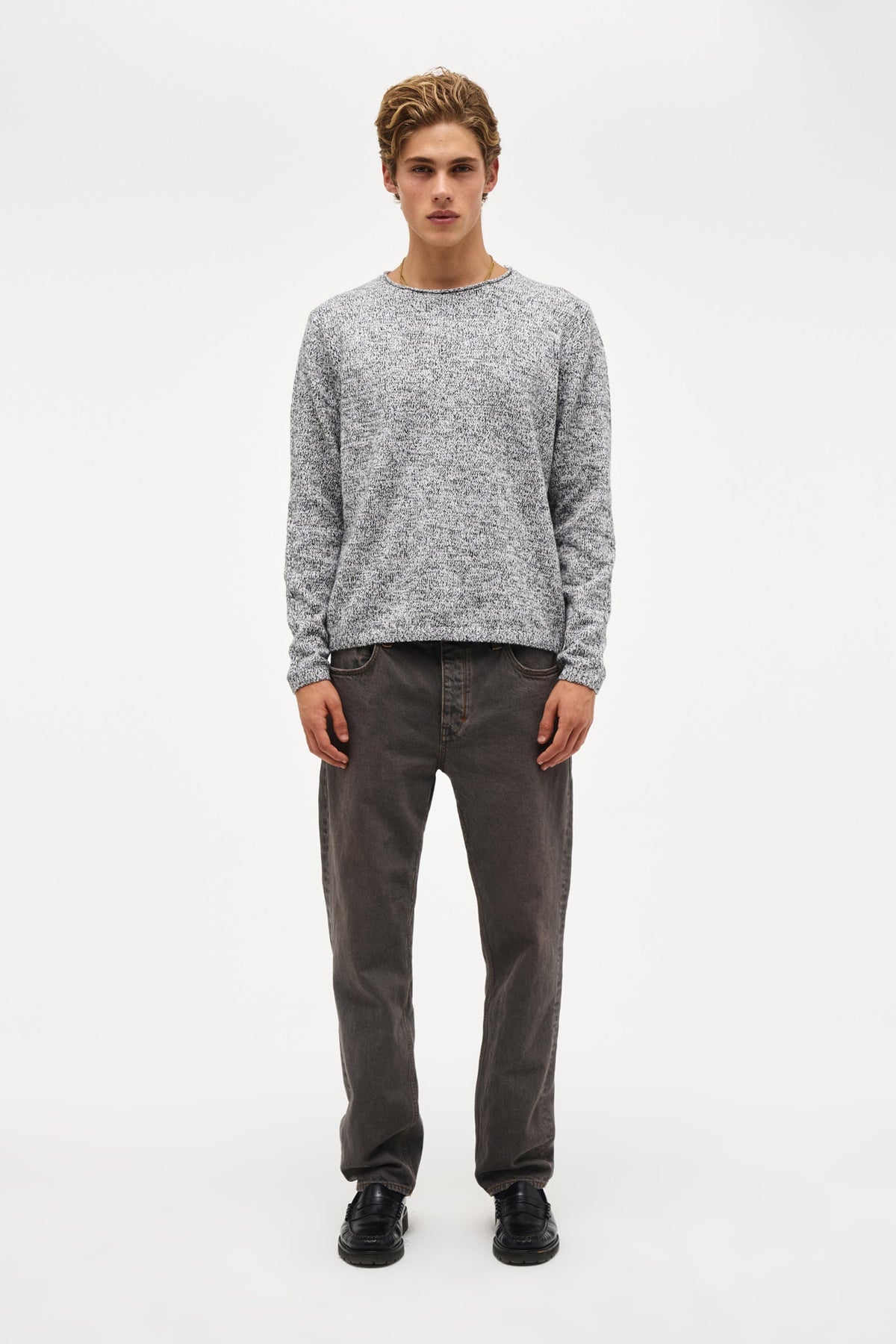 Chain Knit Crew - Ash Grey