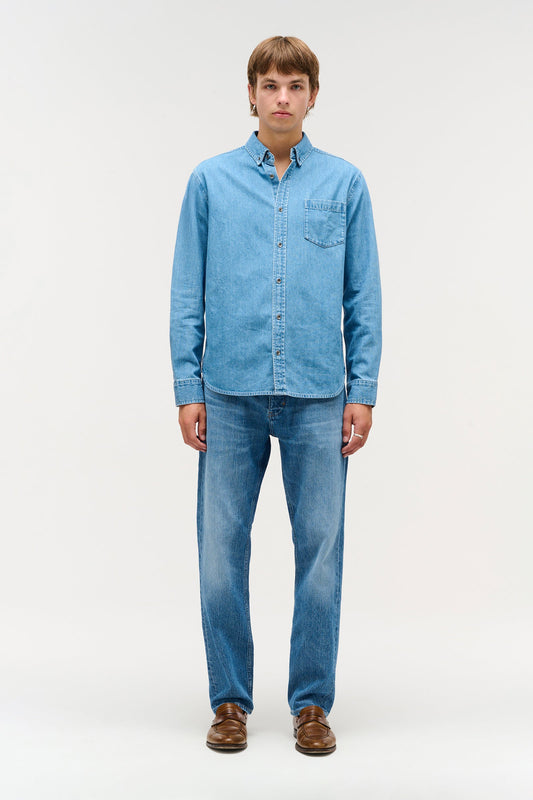 Regular Fit Denim Shirt - Mid Indigo
