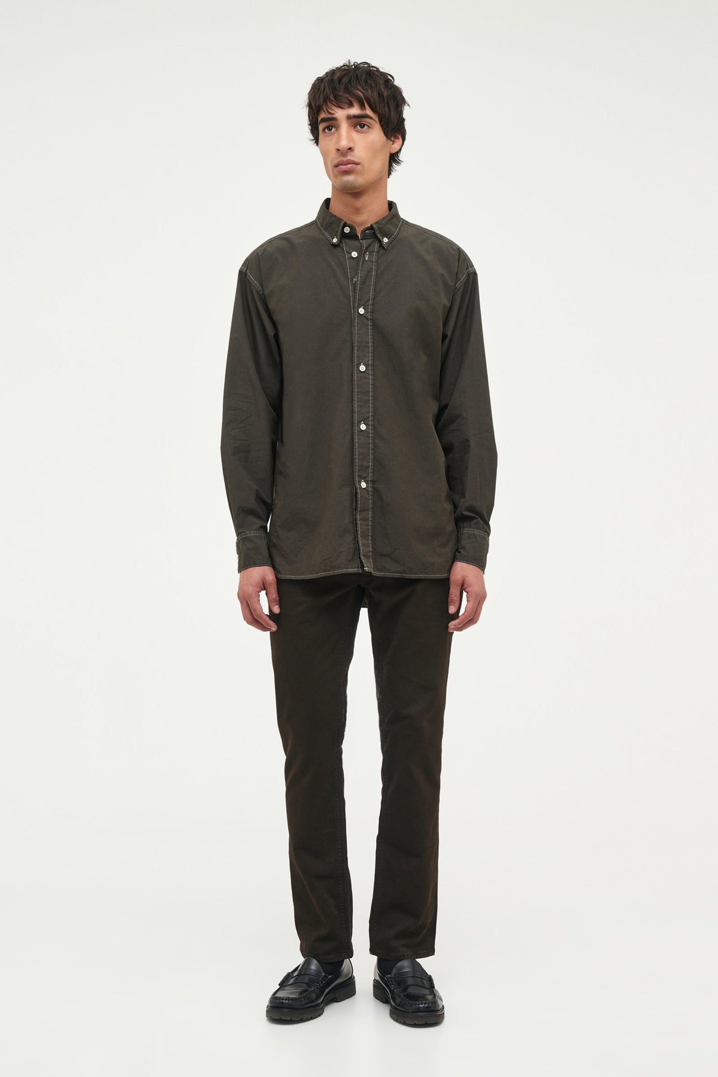 Relaxed Fit Shirt Over Dyed - Worn Military