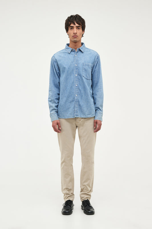 Lou Slim Twill - Washed Stone