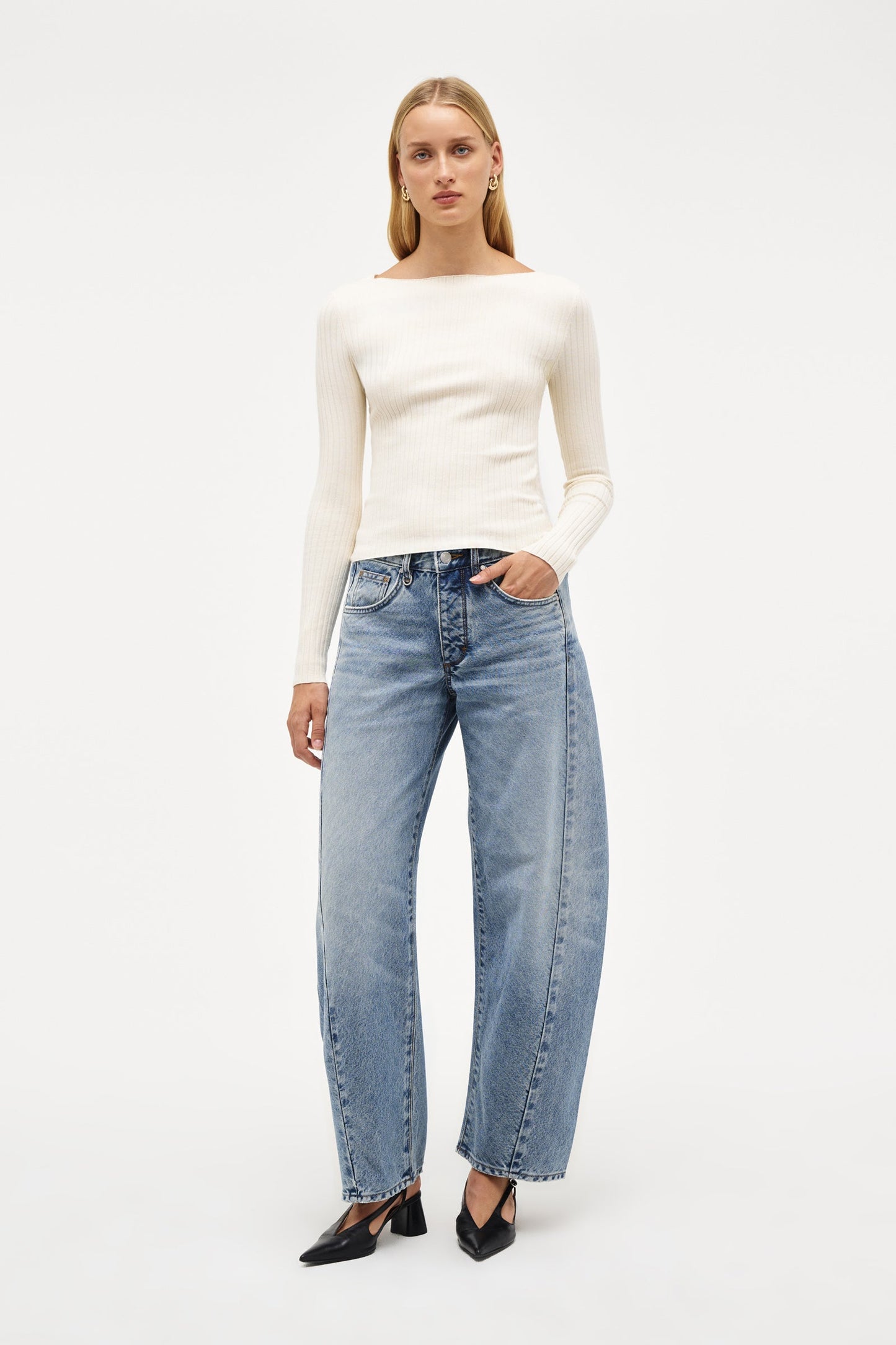 Jamie Knit Ls Top - Cream