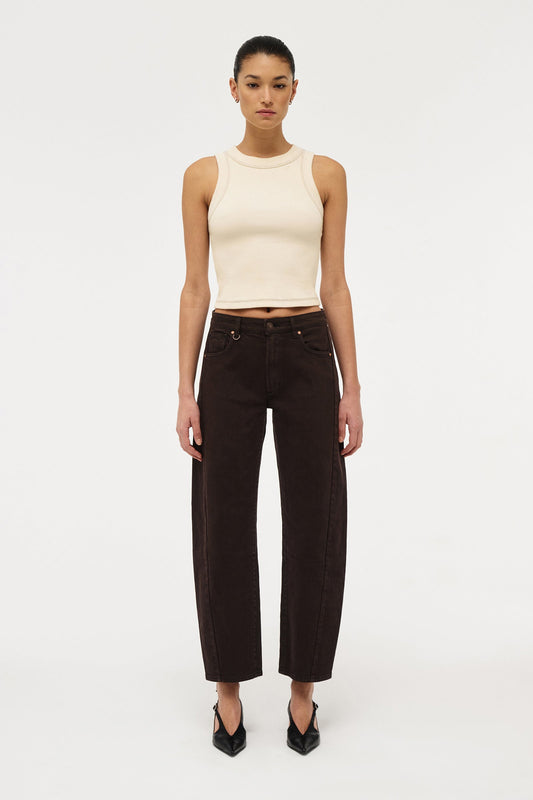 Jonesy Recut Rib Singlet - Cream